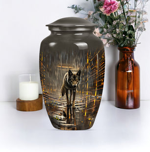 Large Wolf Cremation Urn For Human Ashes