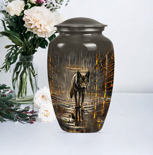 Large Wolf Cremation Urn For Human Ashes