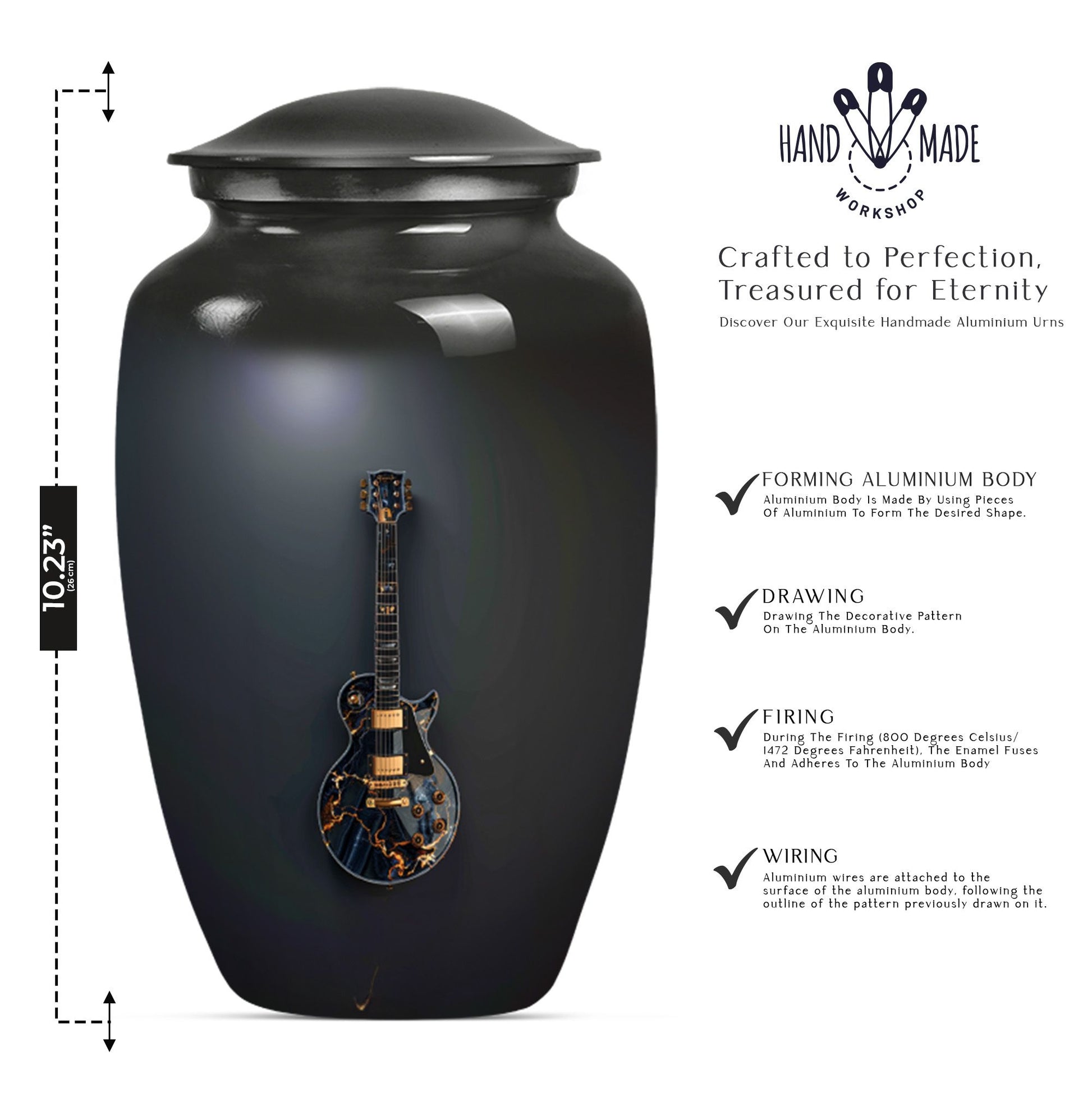 Handmade Guitar Funeral Urn For Adult Human Ashes