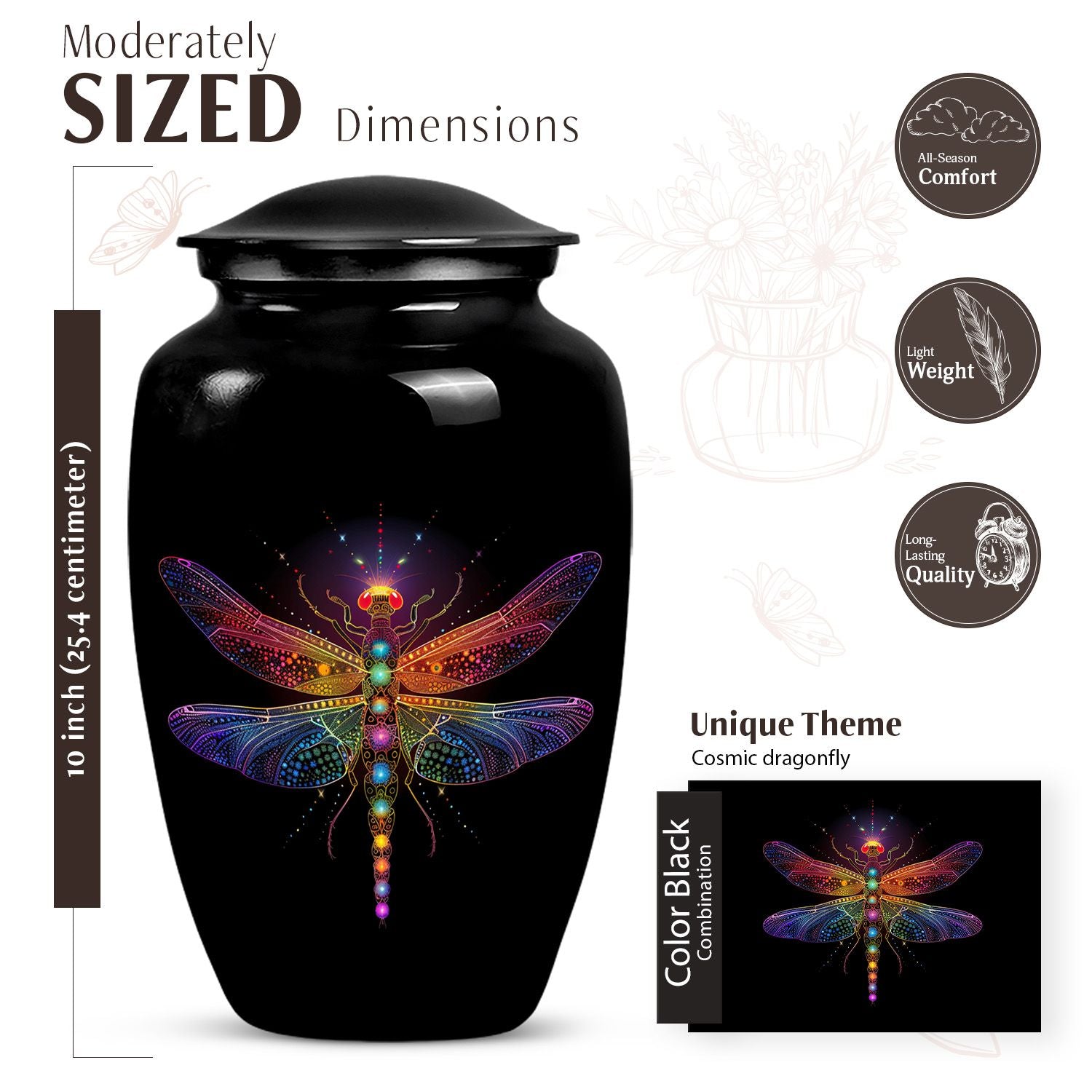 Elegant Dragonfly Cremation Urn for Human Ashes