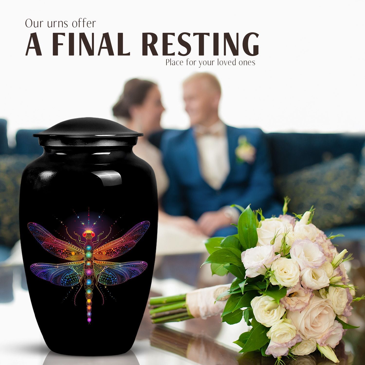 Elegant Dragonfly Cremation Urn for Human Ashes