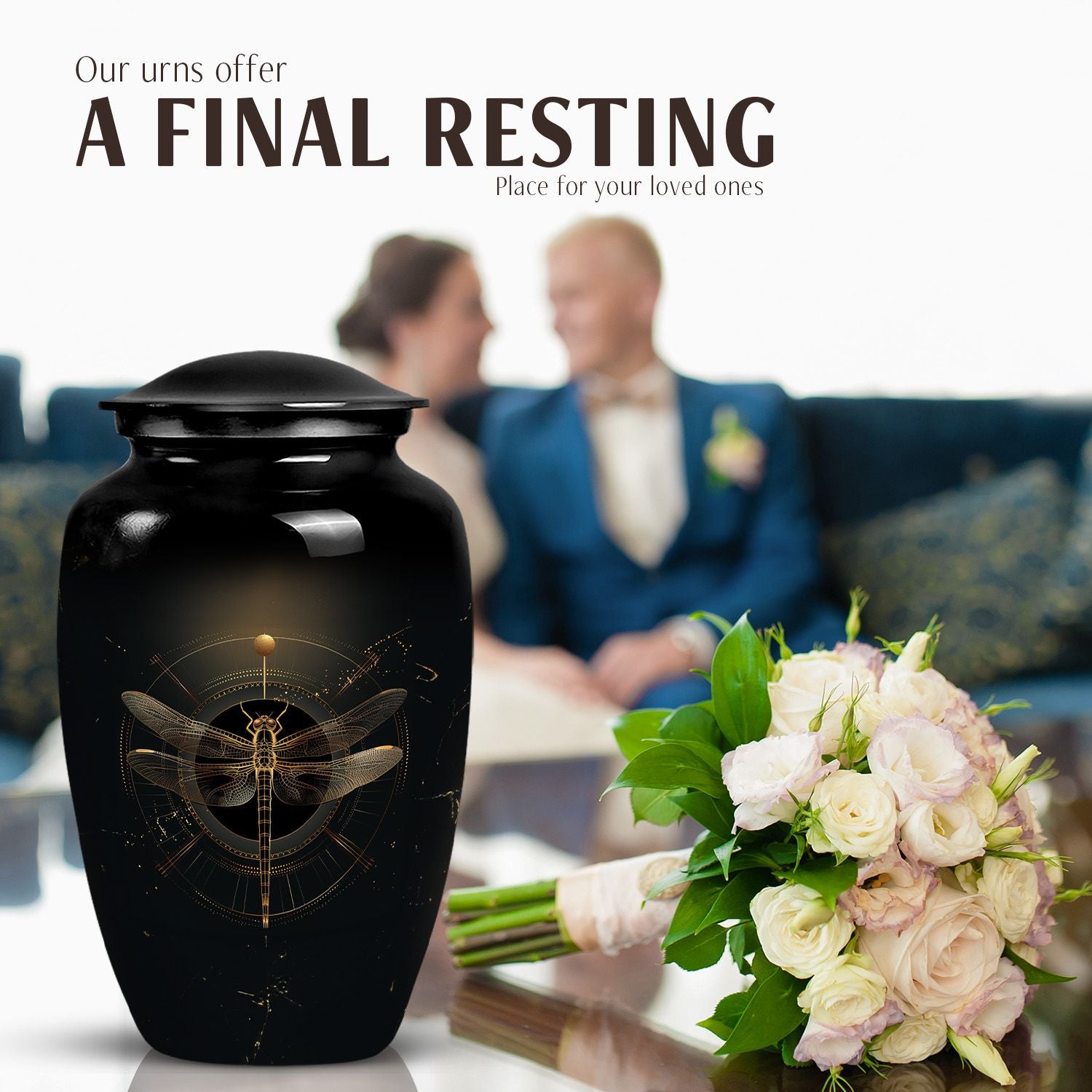 Elegant Dragonfly Cremation Urn for Adult Human Ashes