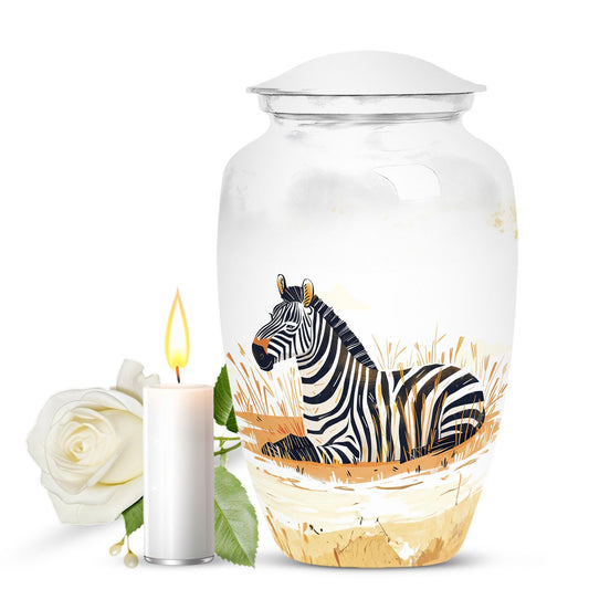 Large Zebra Cremation Urn For Adult Human Ashes