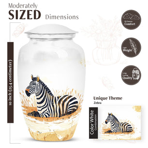 Large Zebra Cremation Urn For Adult Human Ashes