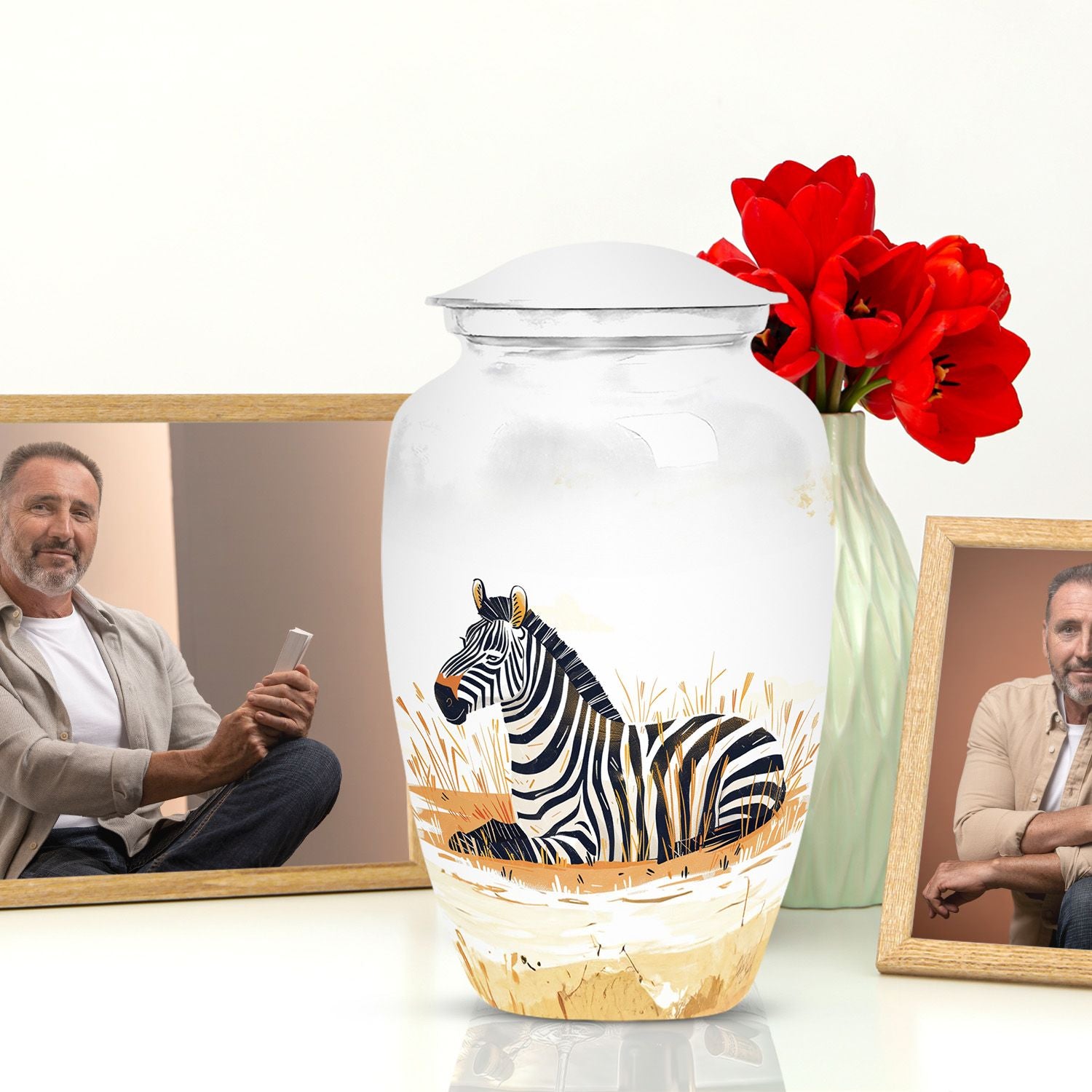 Large Zebra Cremation Urn For Adult Human Ashes