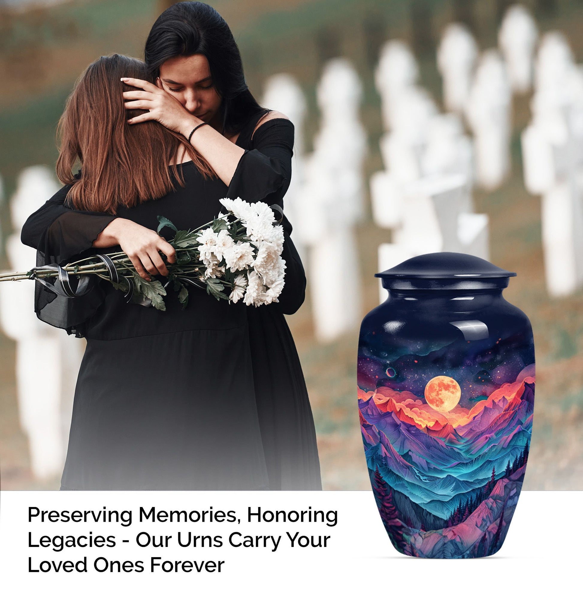 Handmade Mountain Cremation Urn for Human Ashes