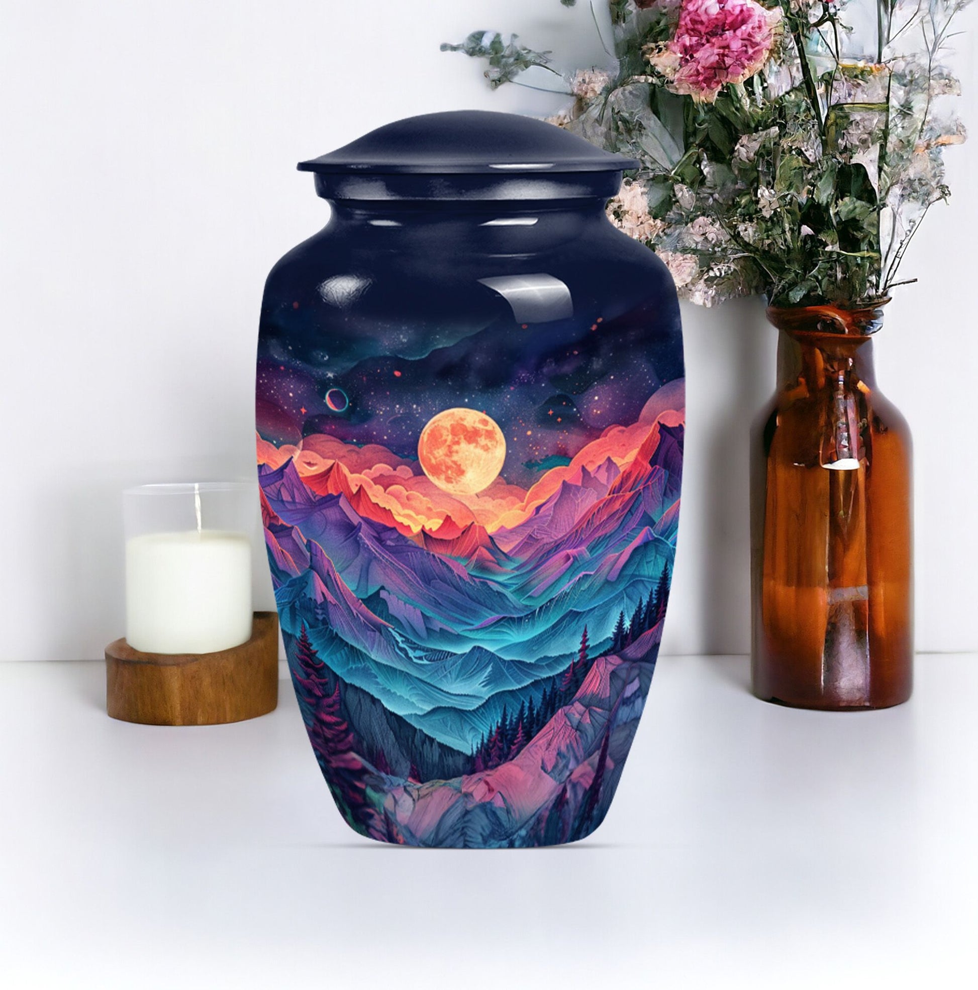 Handmade Mountain Cremation Urn for Human Ashes