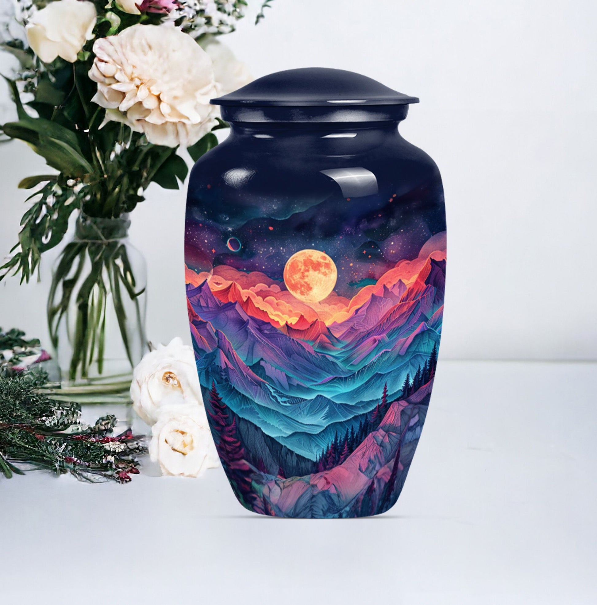 Handmade Mountain Cremation Urn for Human Ashes