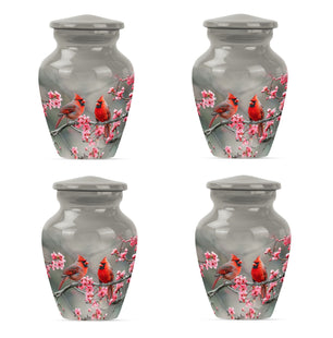 Cardinal Bird  Small Urn Set of 4 Combo