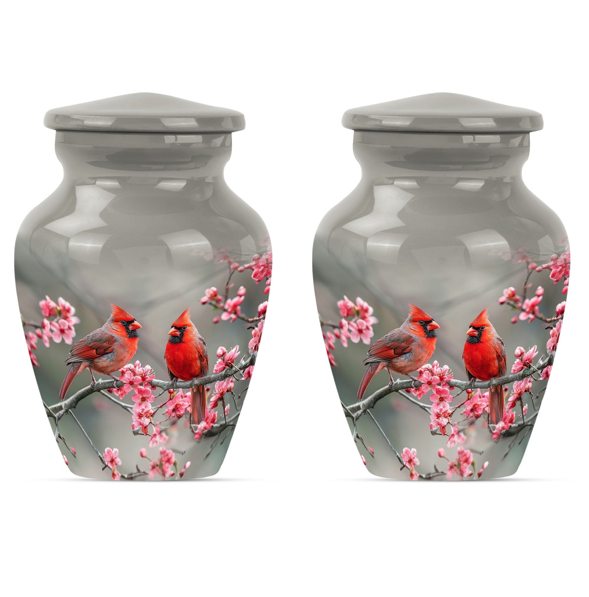 Cardinal Bird  Small Urn Set of 2 Combo