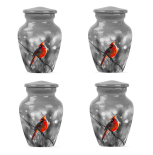 Cardinal Bird  Small Urn Set of 4 Combo