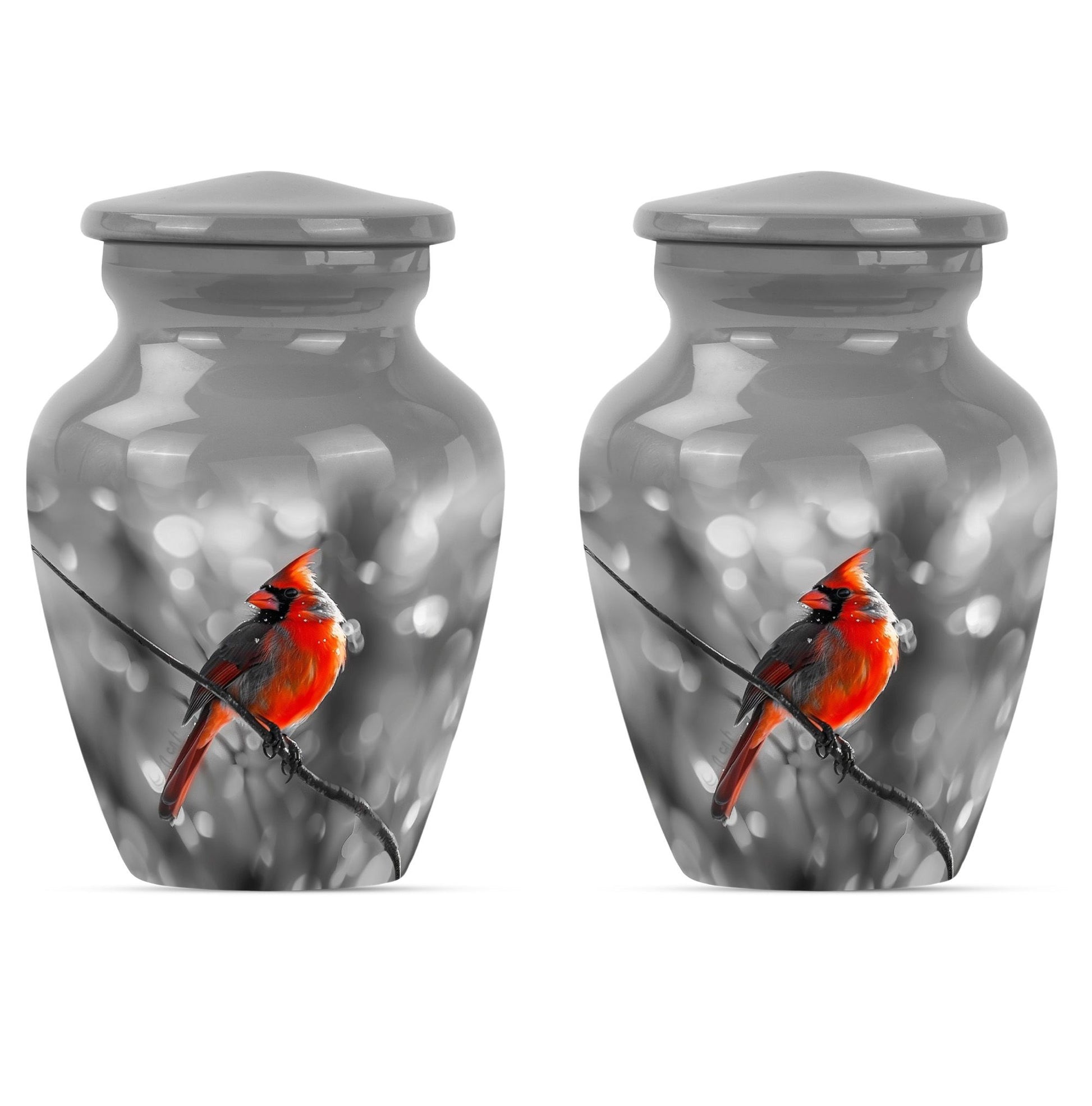 Cardinal Bird  Small Urn Set of 2 Combo