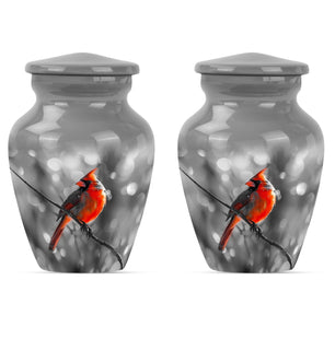 Cardinal Bird  Small Urn Set of 2 Combo