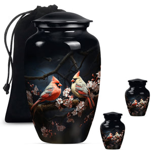 Cardinal Bird Large urn & 2 Small Urn