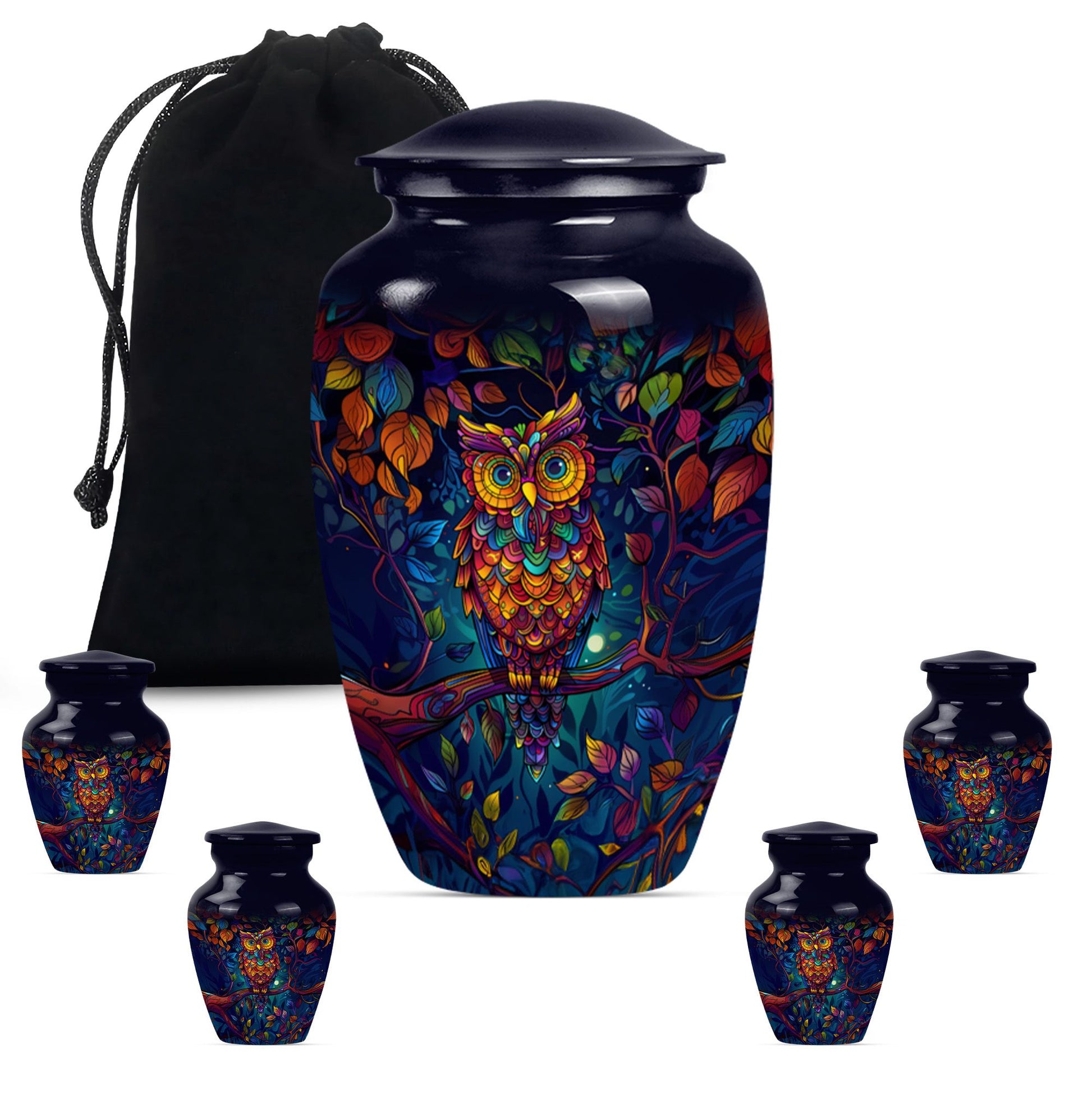 Owl  Large urn & 4 Small Urn