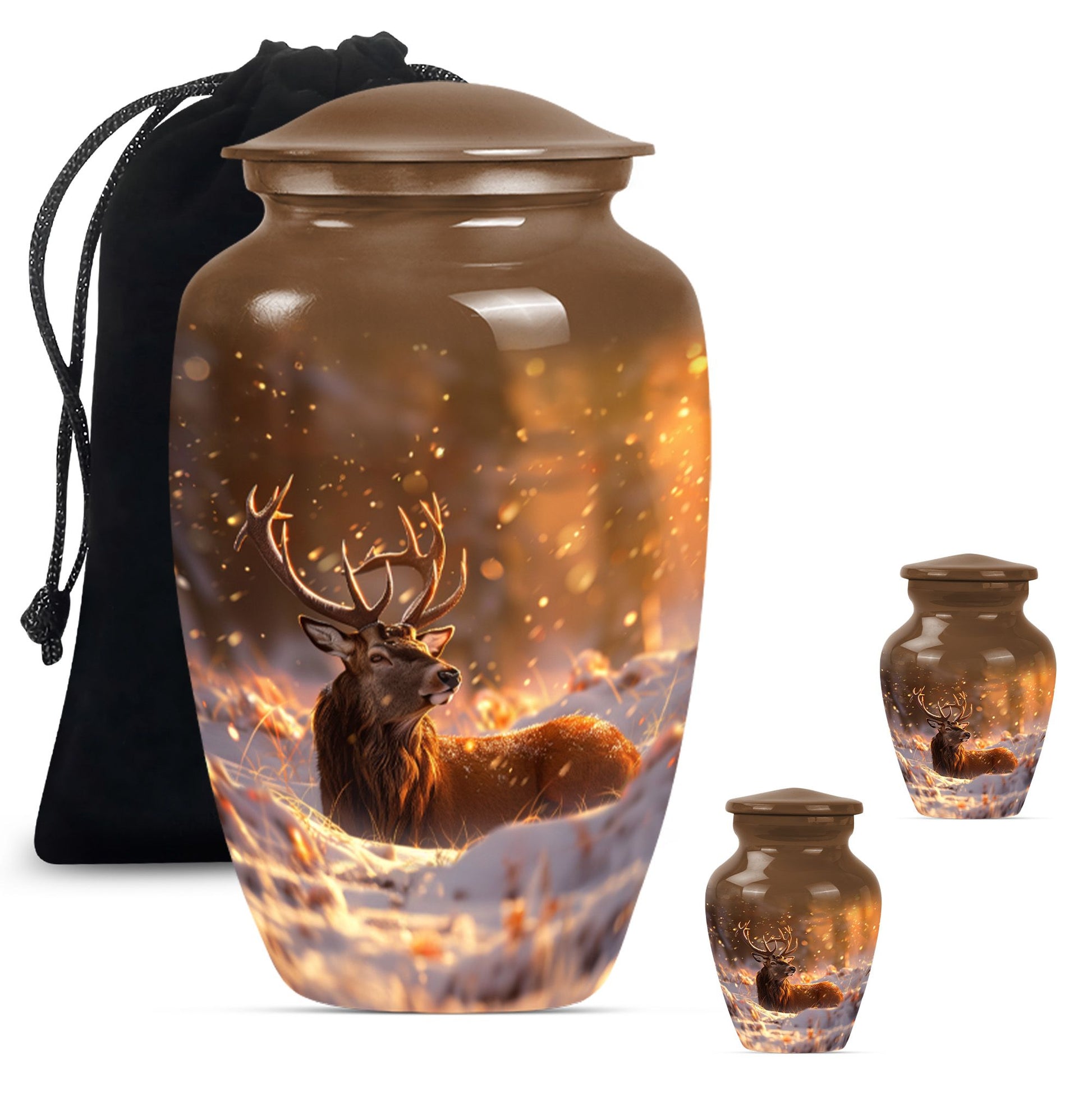 Deer  Large urn & 2 Small Urn