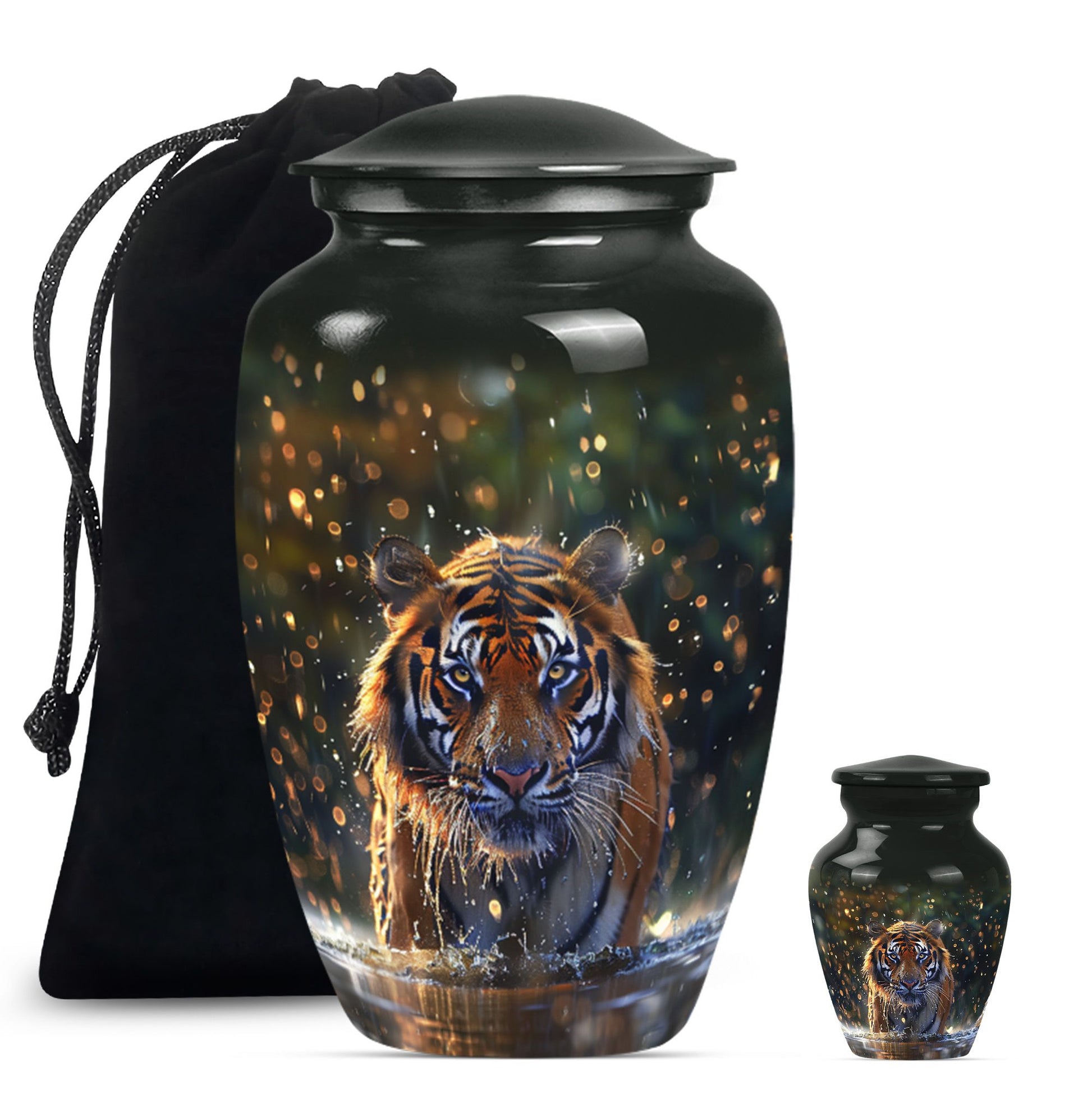 Majestic Tiger Cremation Urn – Large and Keepsake Set for Ashes