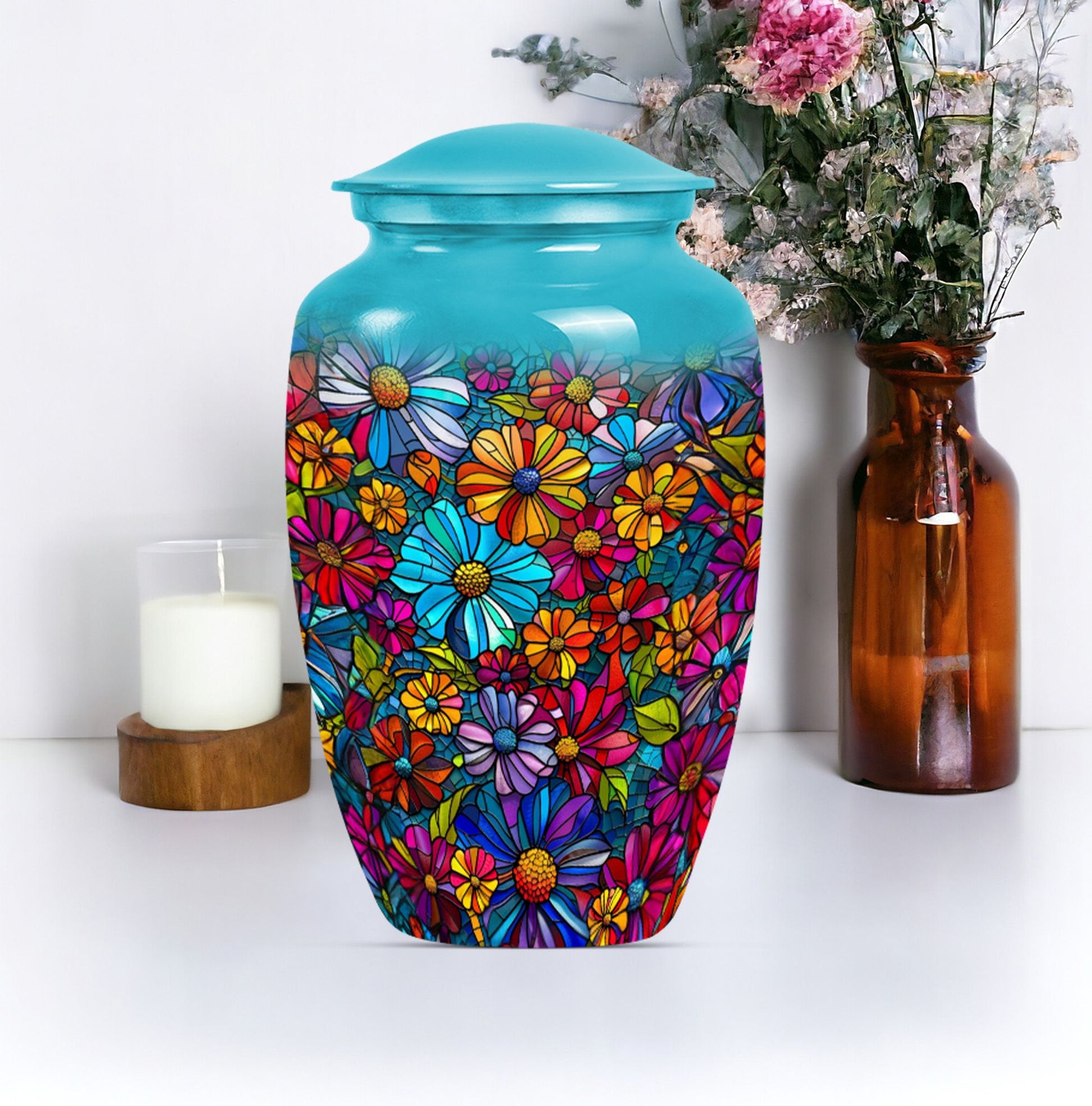 Flower Cremation Container for Adult Human Ashes