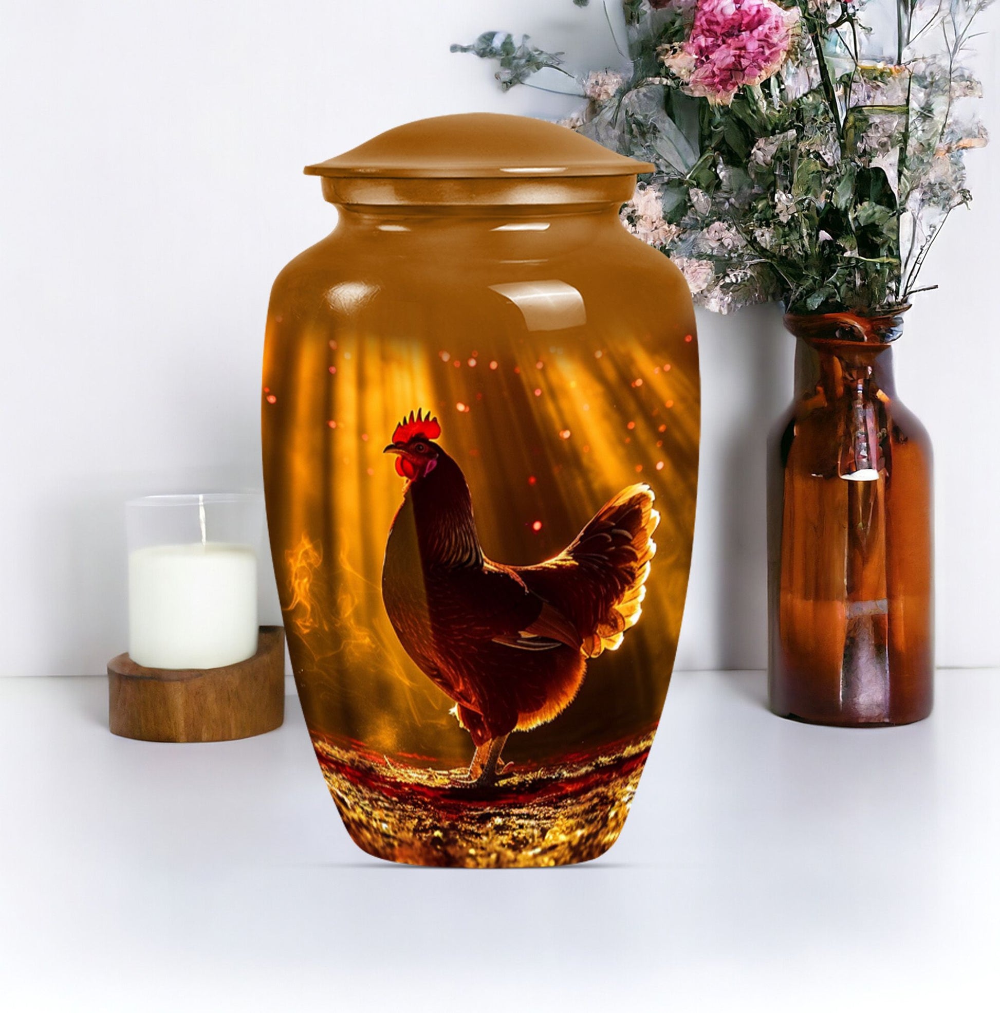 Handcrafted Chicken Cremation Urn for Adult Ashes