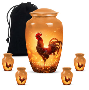 Rooster  Large urn & 4 Small Urn