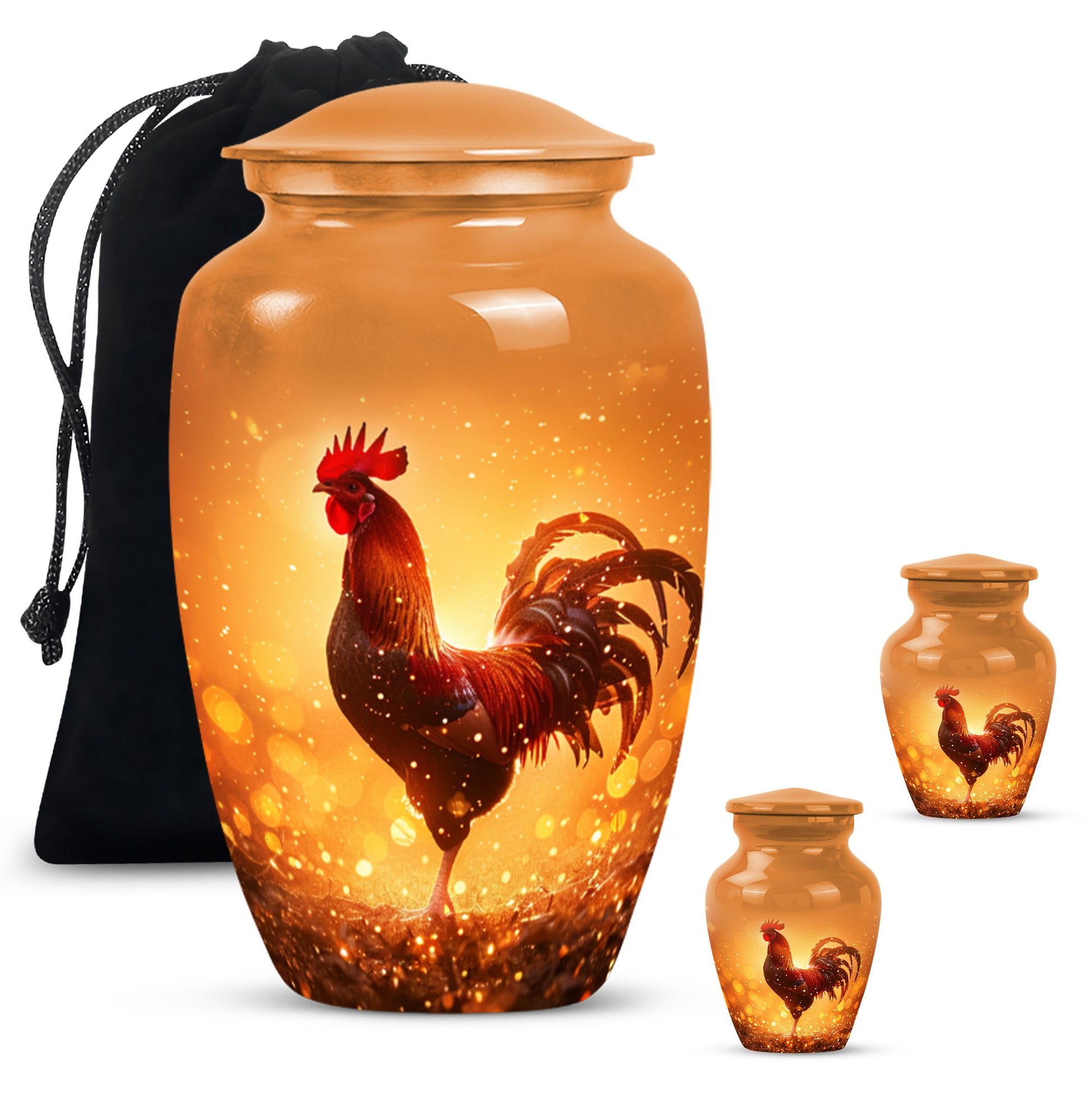 Rooster  Large urn & 2 Small Urn