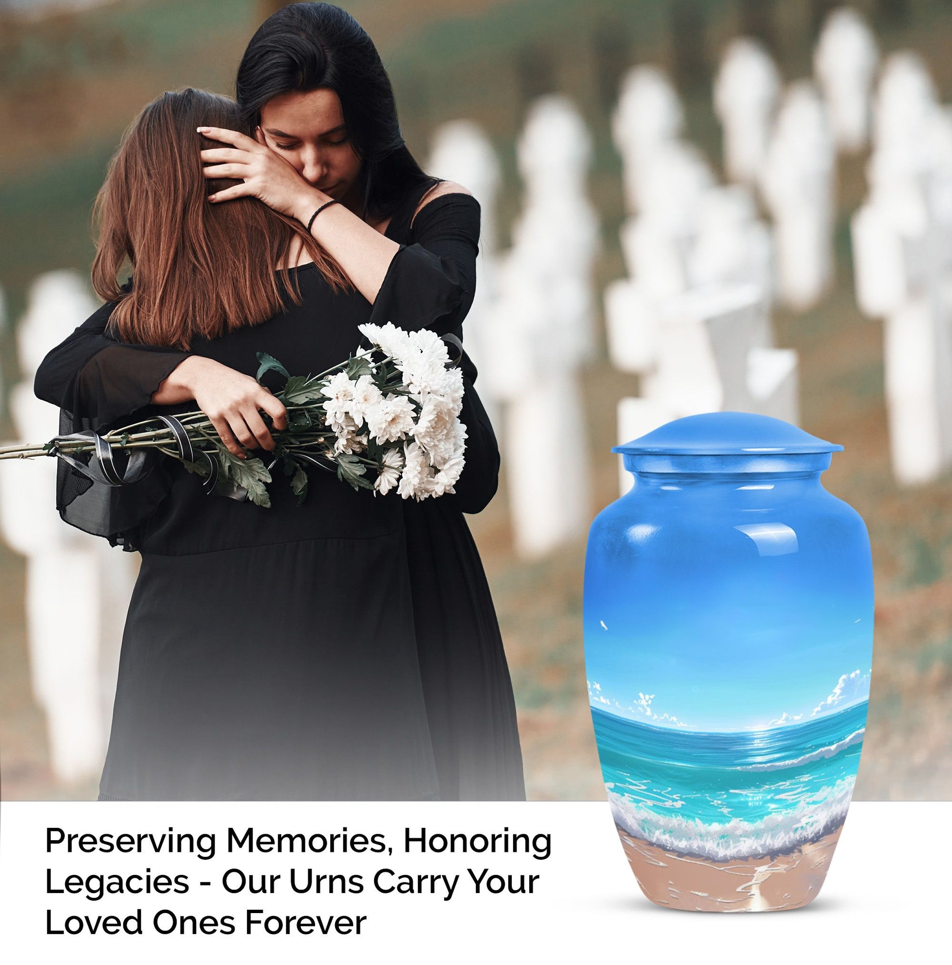 Beach-Themed Cremation Urn for Adult Ashes