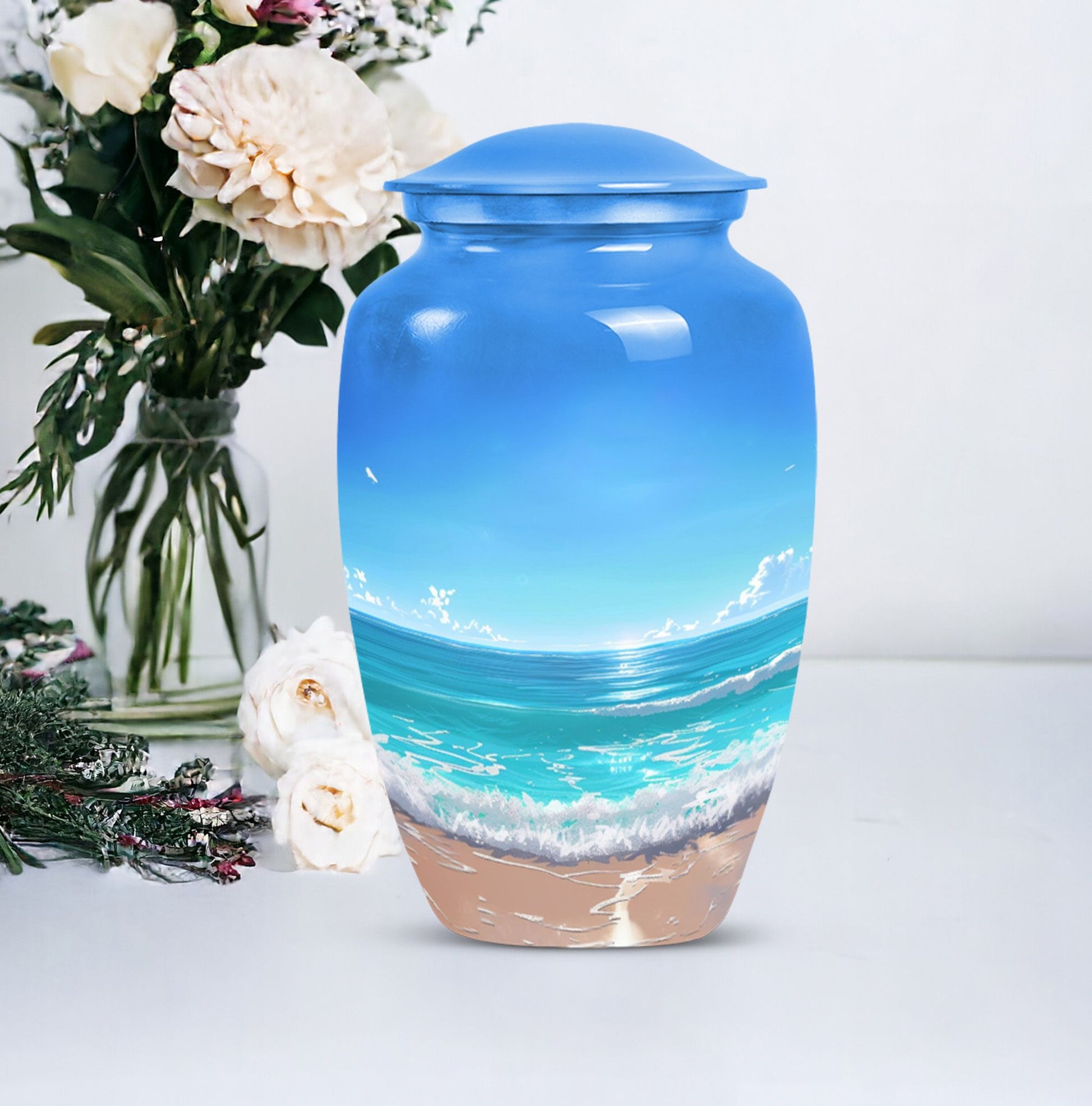 Beach-Themed Cremation Urn for Adult Ashes