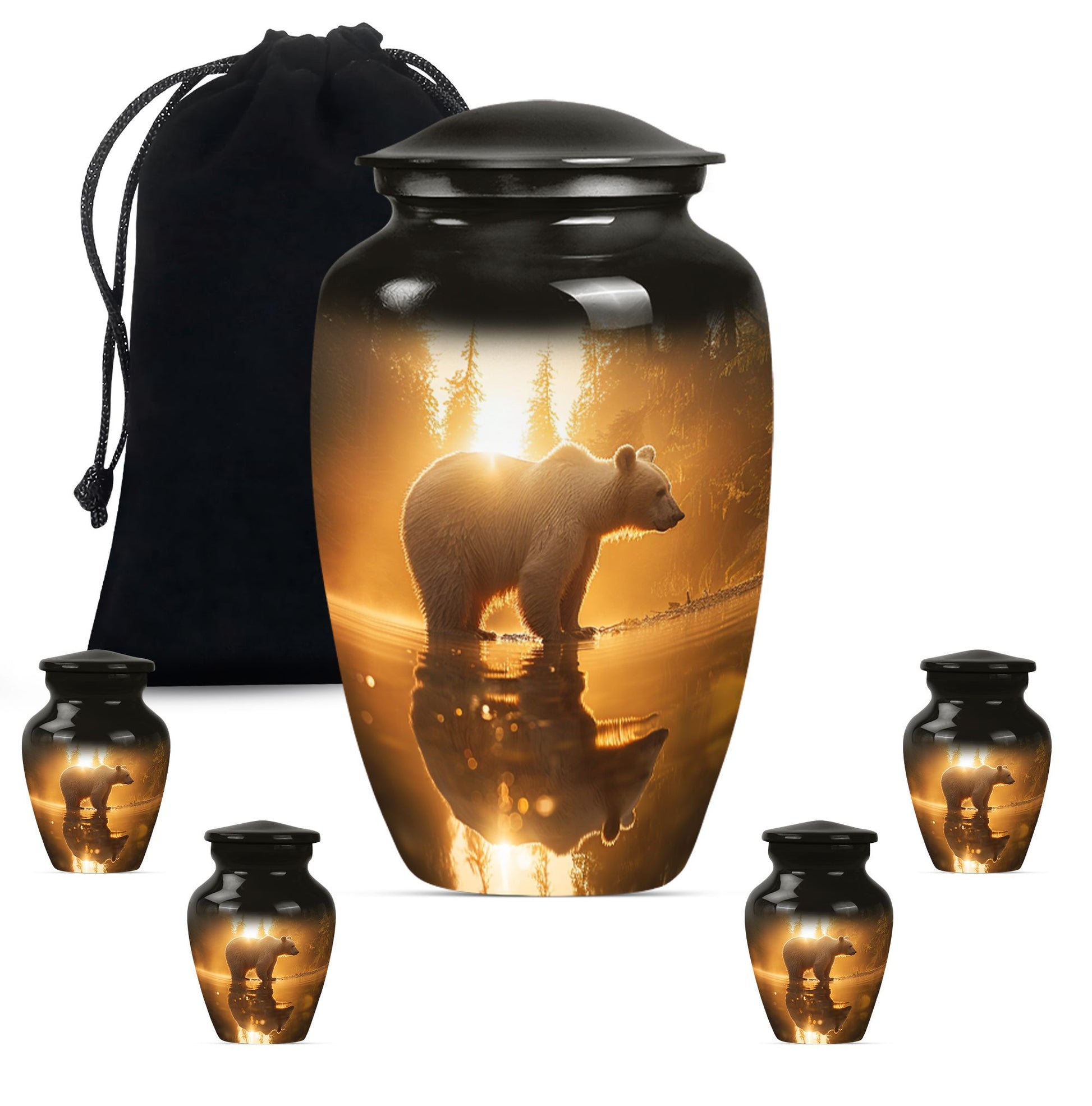 Bear  Large urn & 4 Small Urn