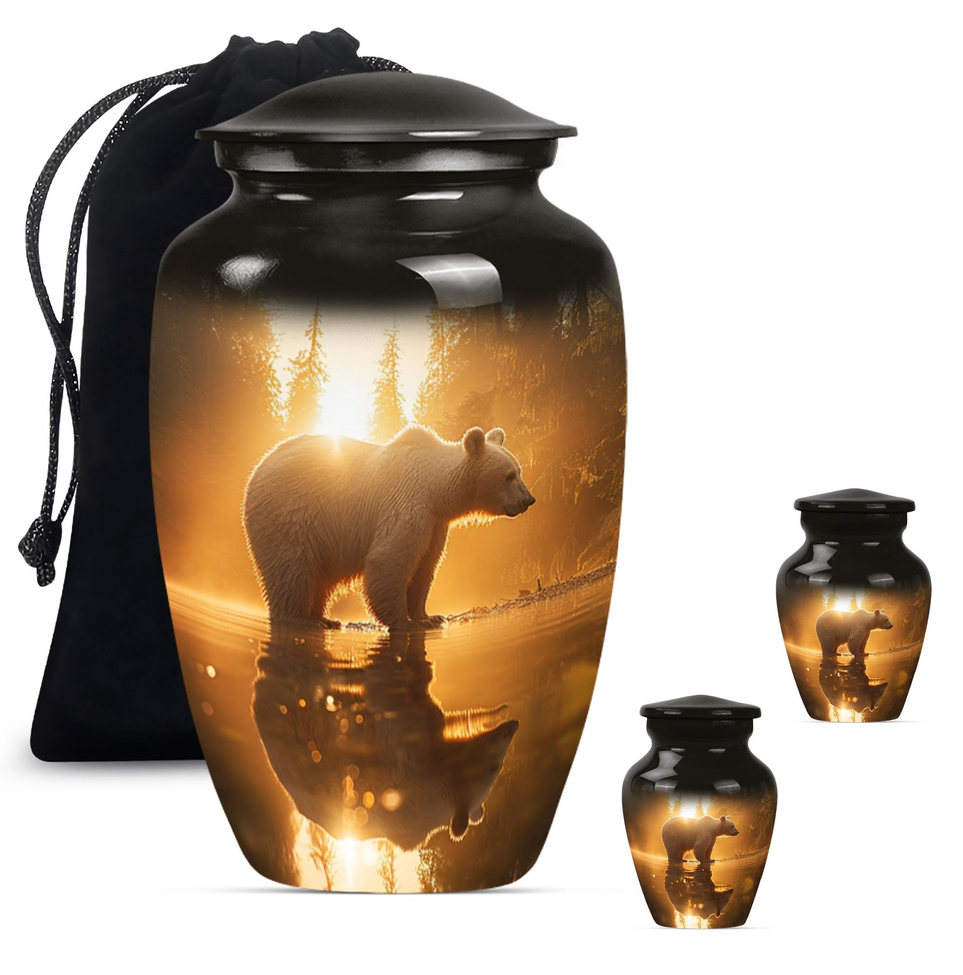 Bear  Large urn & 2 Small Urn