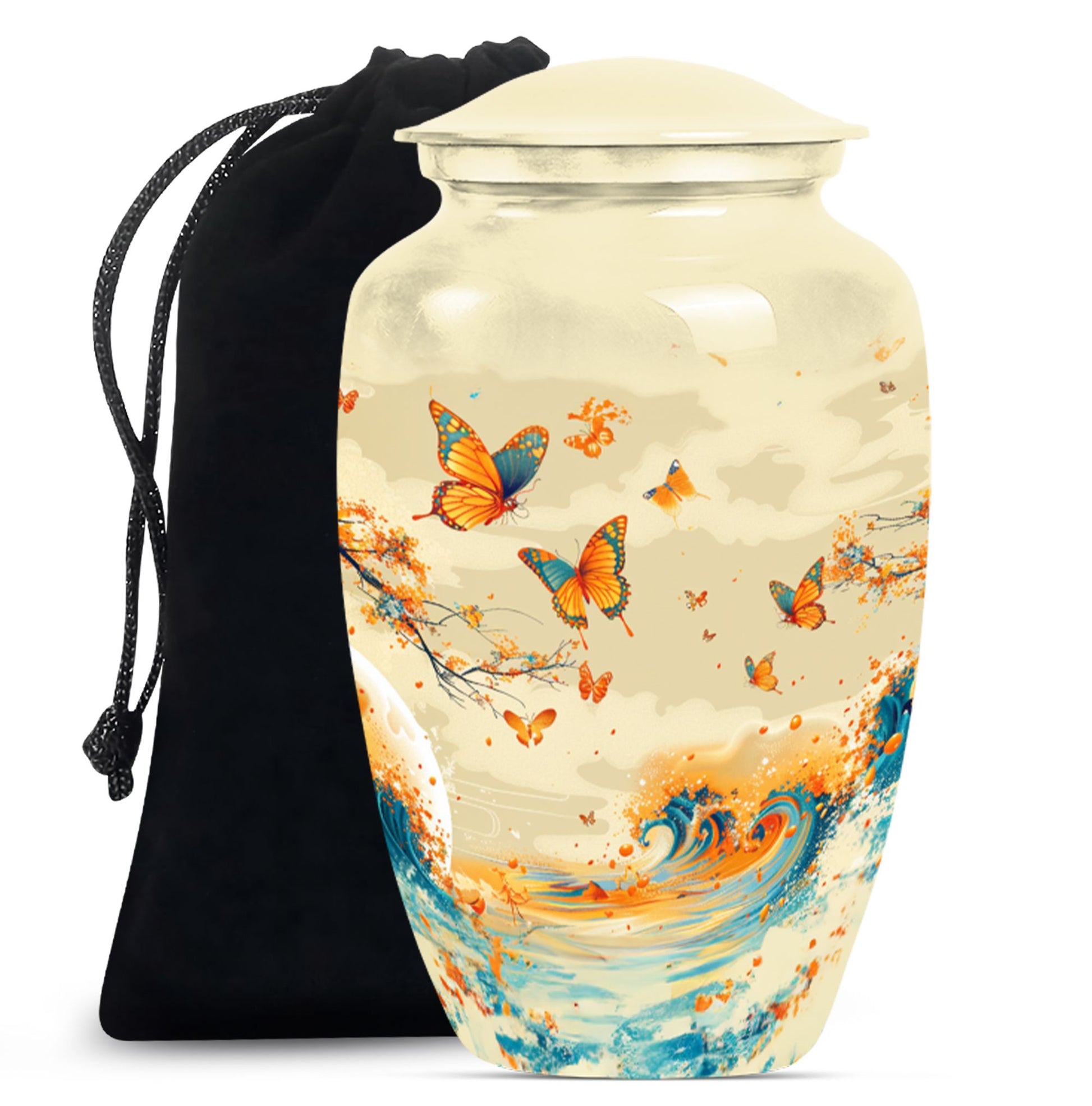 Beautiful Butterfly Cremation Urn for Adult Ashes - Large Urn & Keepsake Combo