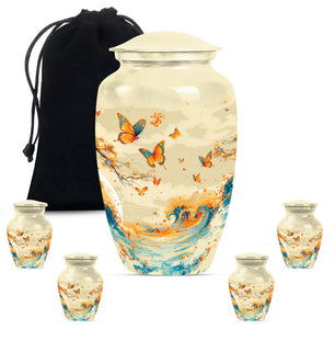 Beautiful Butterfly Cremation Urn for Adult Ashes - Large Urn & Keepsake Combo