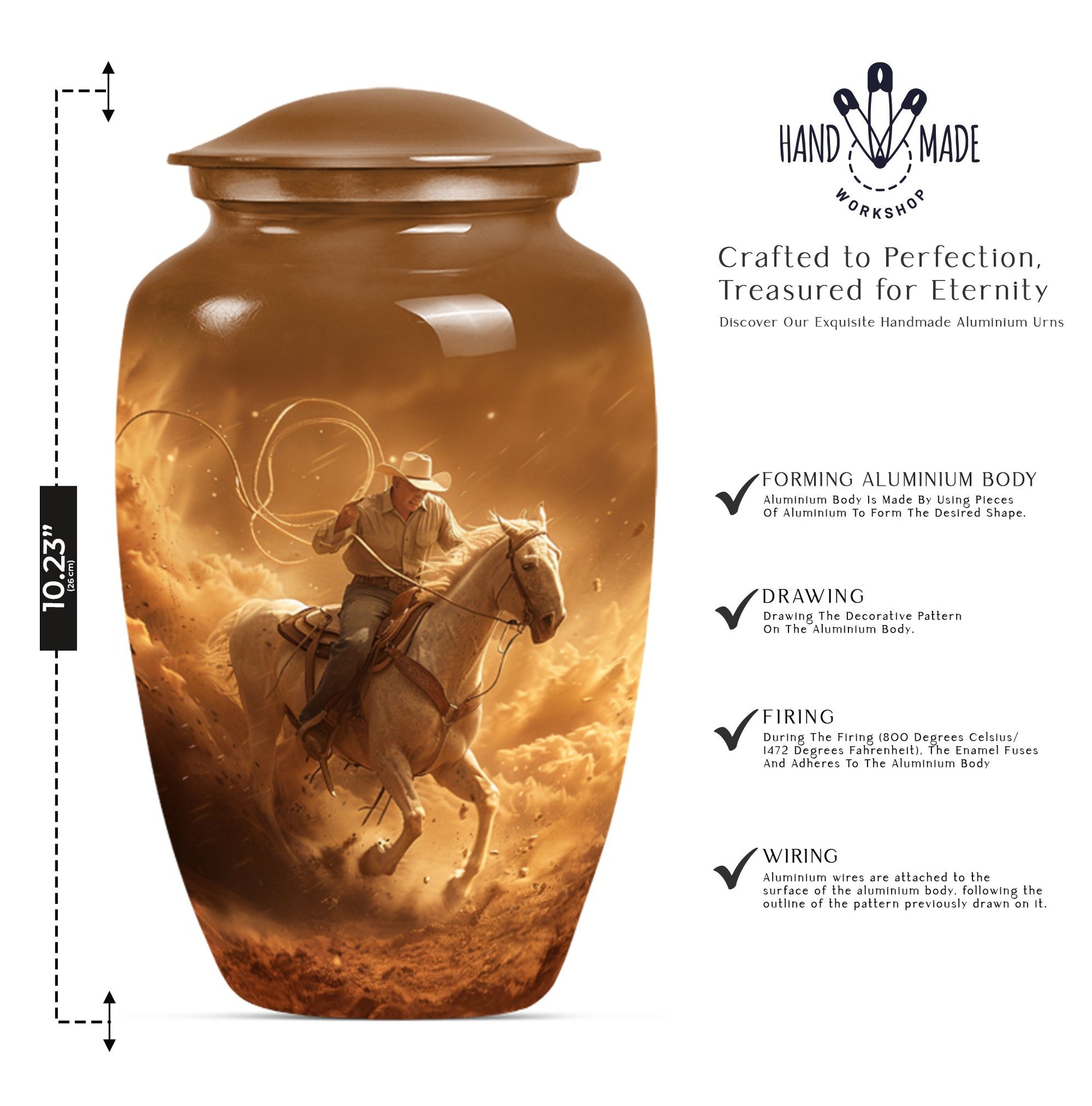 Cowboy Memorial Urn for Adult Human Remains