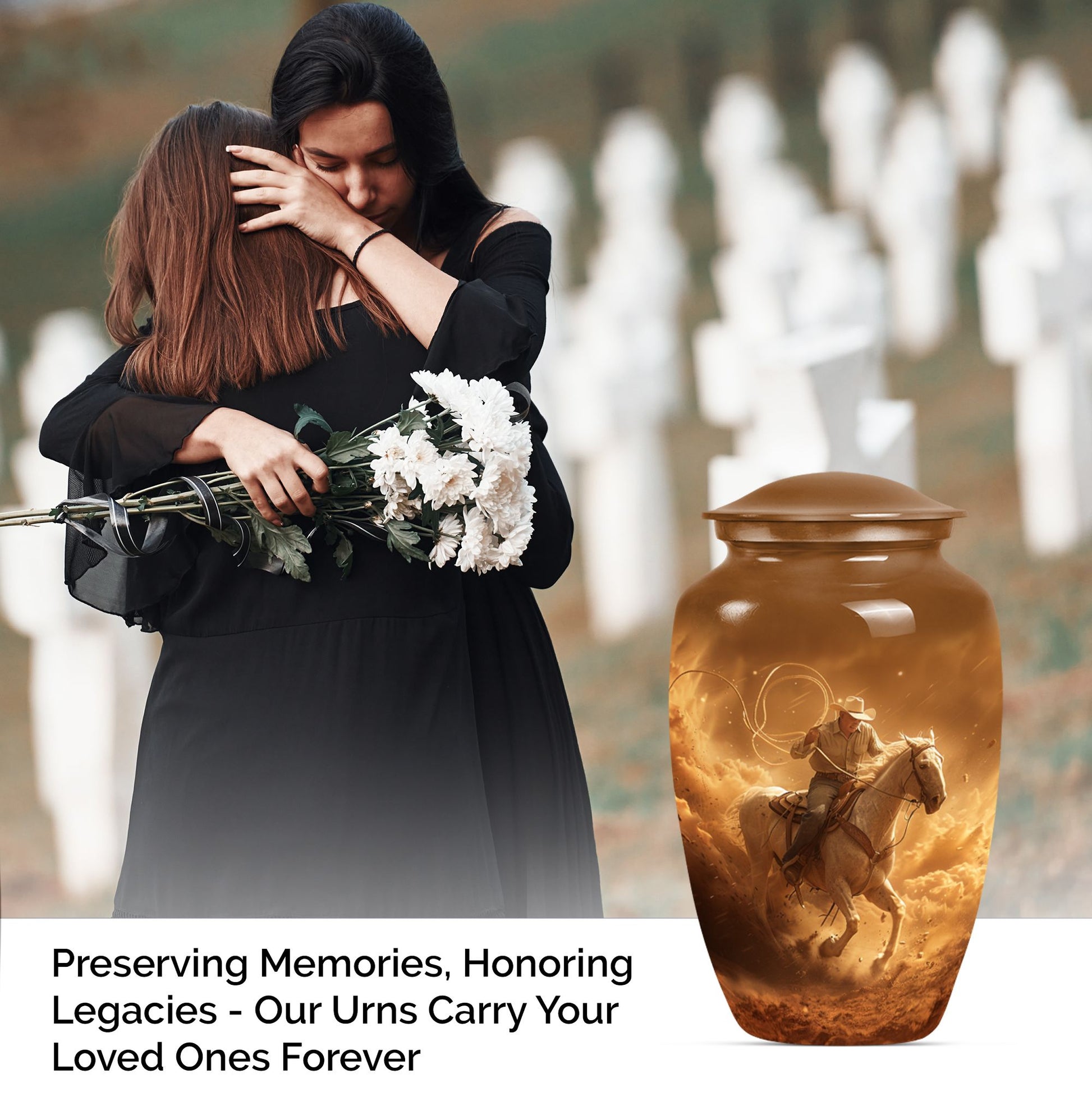 Cowboy Memorial Urn for Adult Human Remains