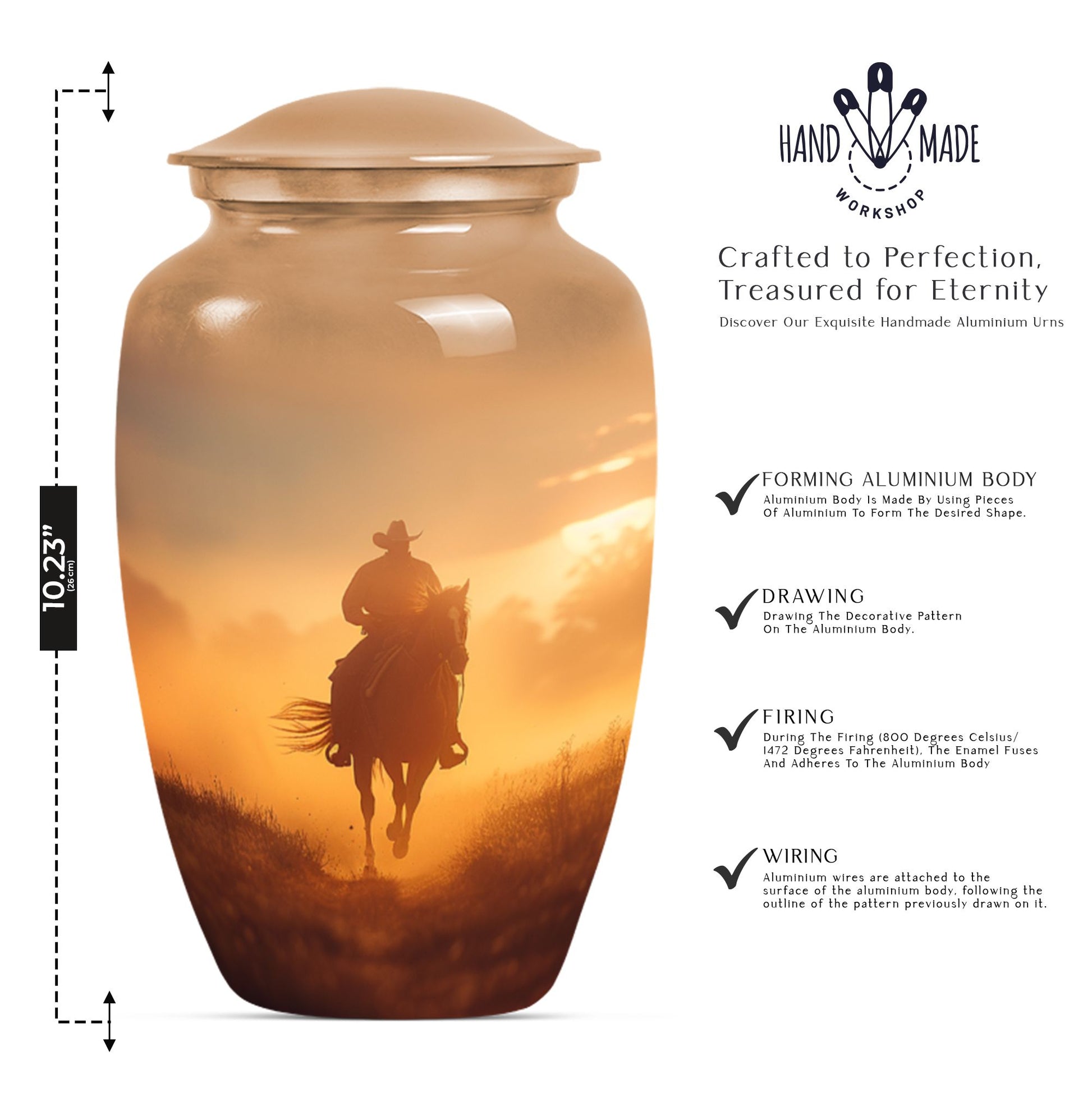 Cowboy Funeral Urn For Adult Human Ashes