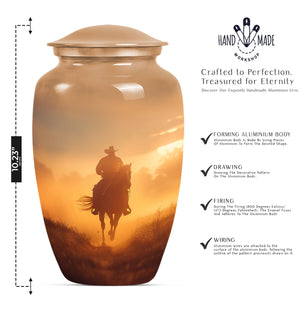 Cowboy Funeral Urn For Adult Human Ashes