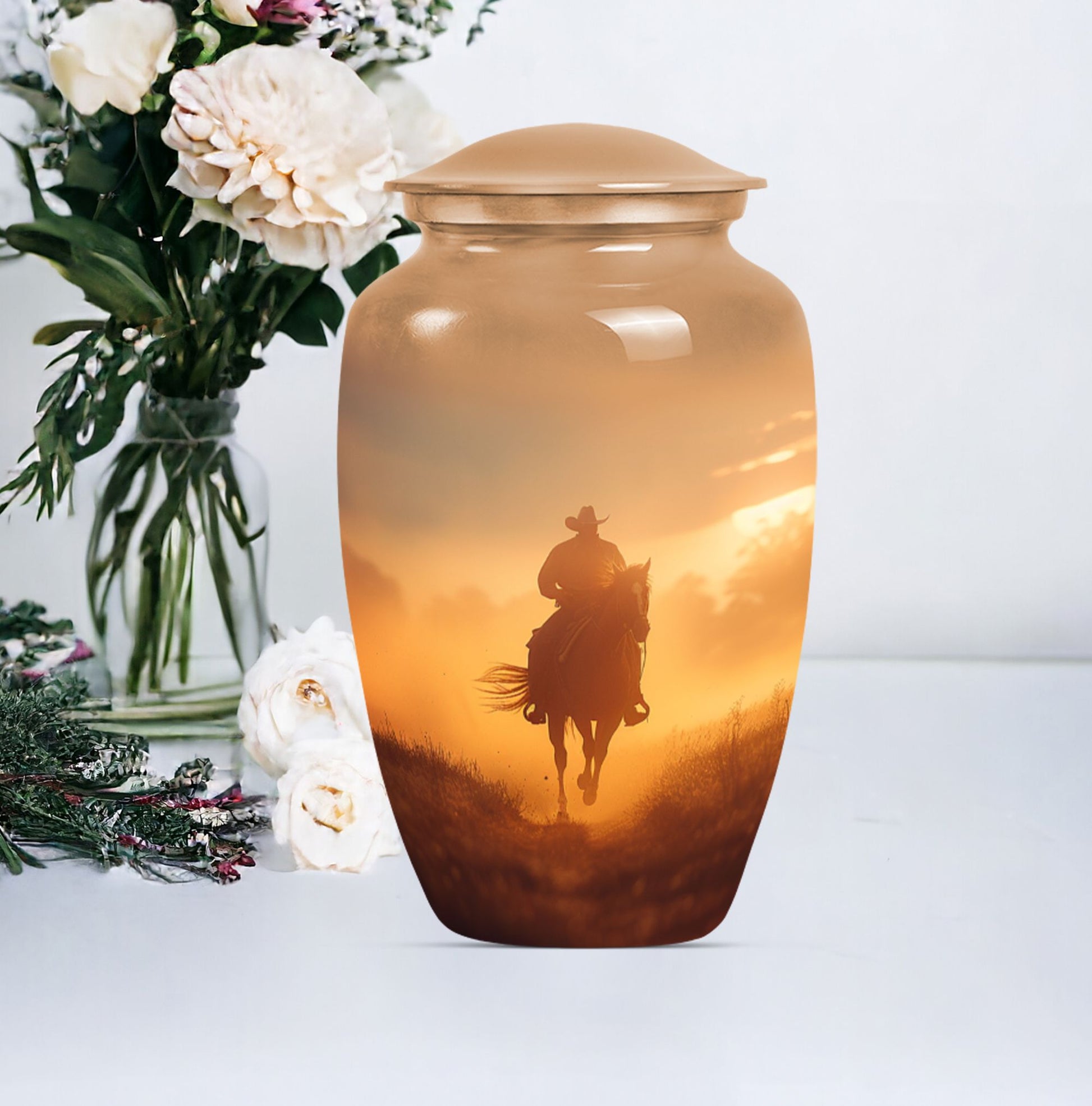 Cowboy Funeral Urn For Adult Human Ashes