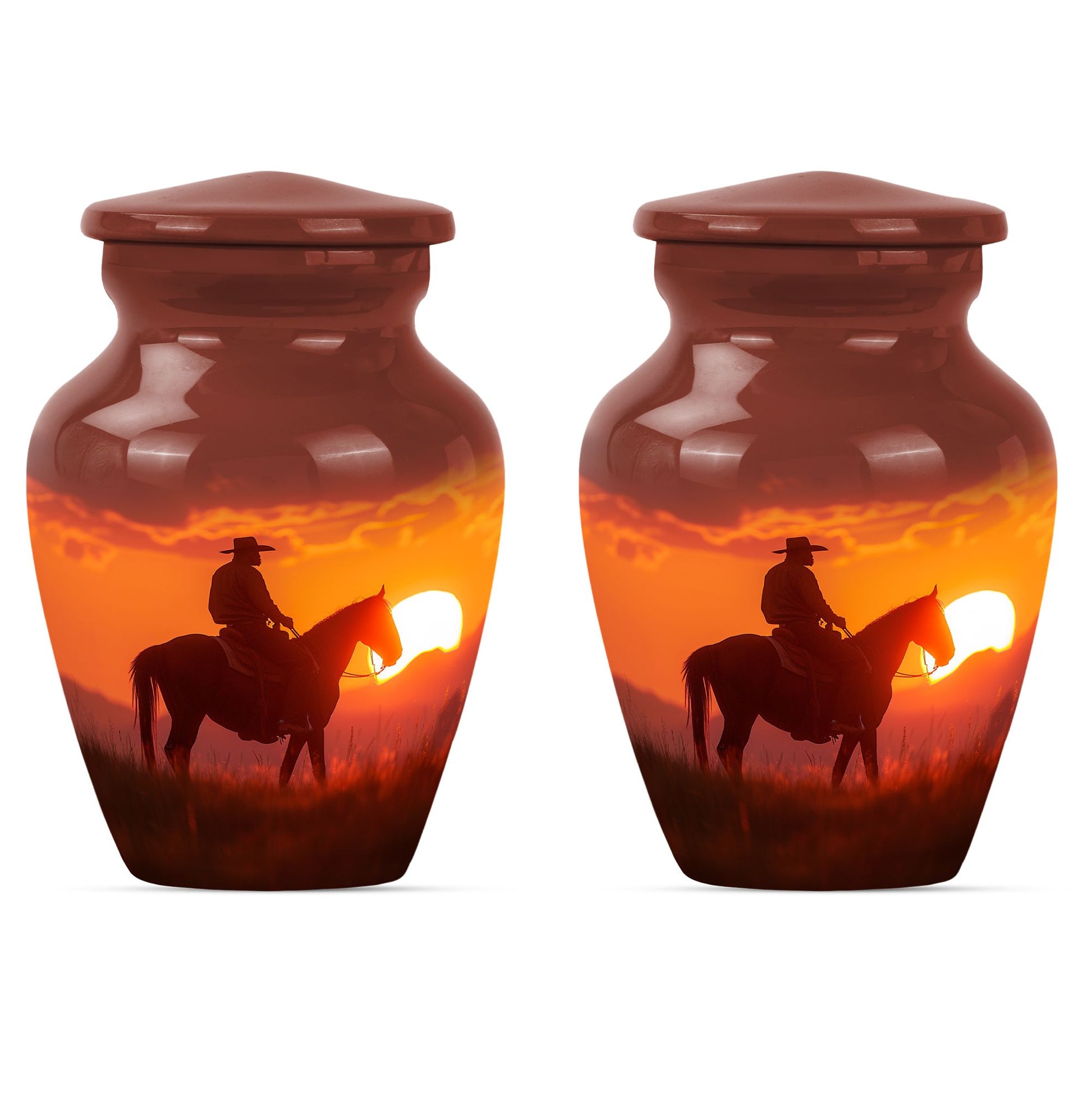 Cowboy  Small Urn Set of 2 Combo