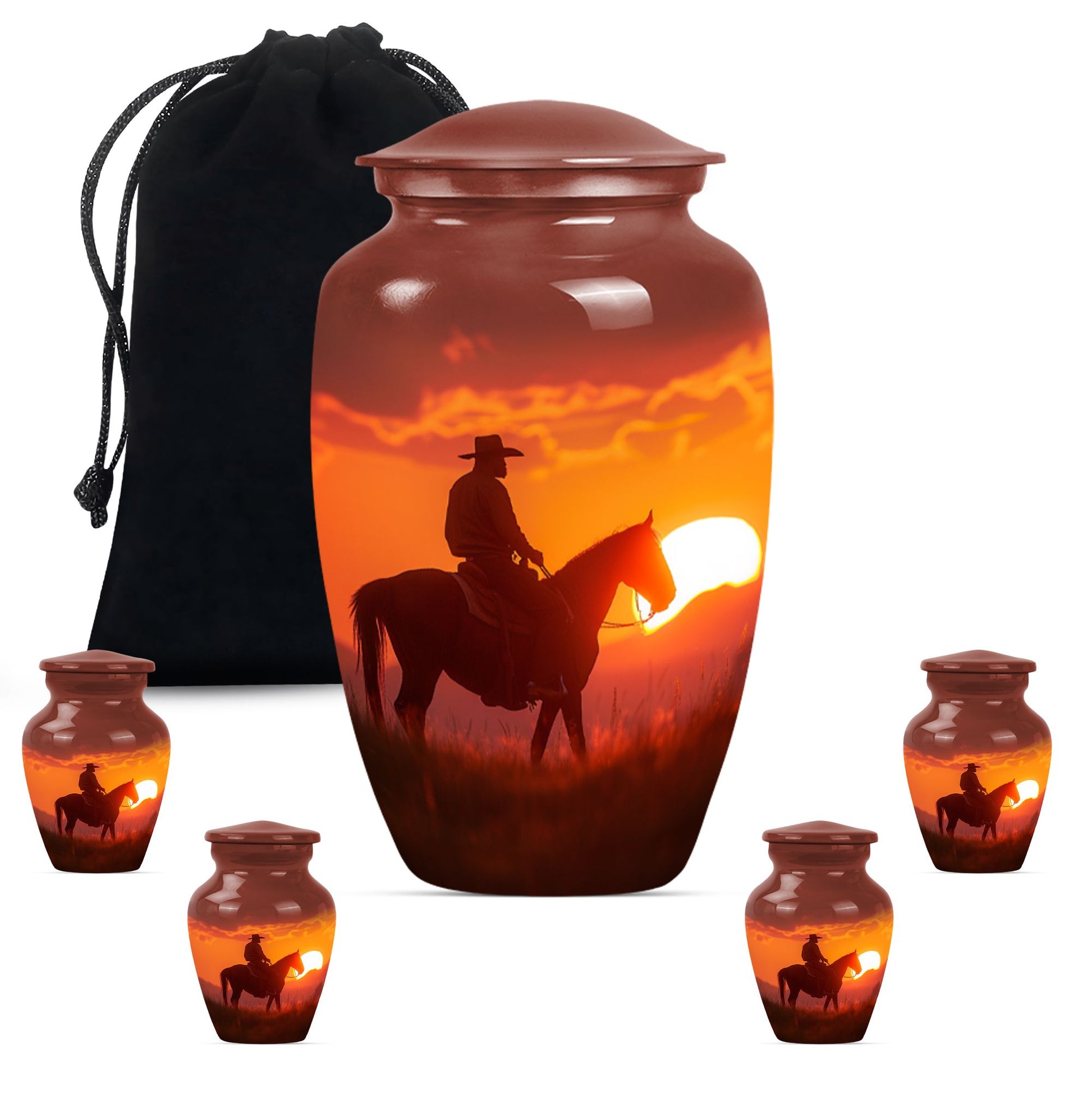 Cowboy  Large urn & 4 Small Urn