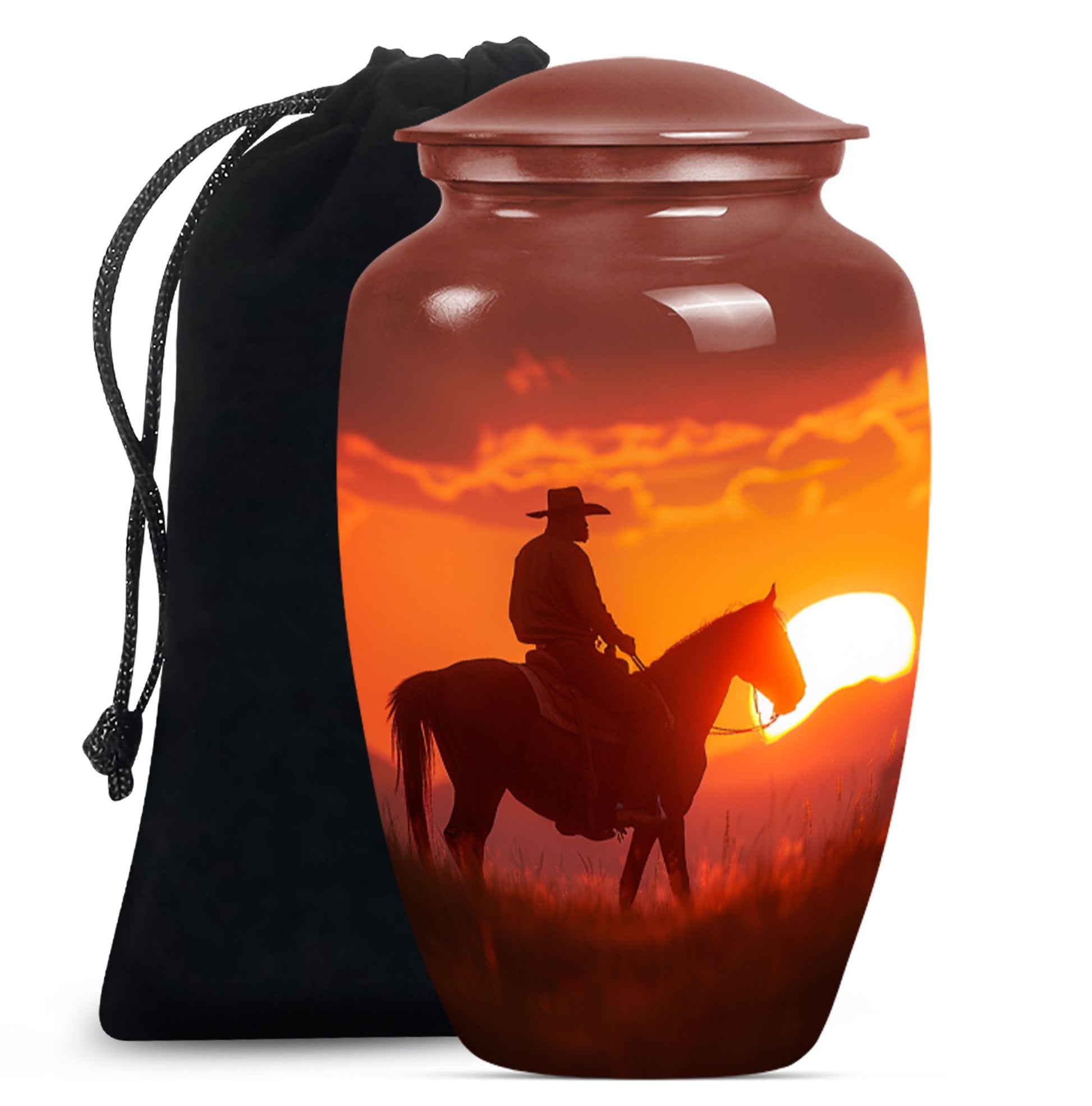 Cowboy  Large Urn 10 Inch