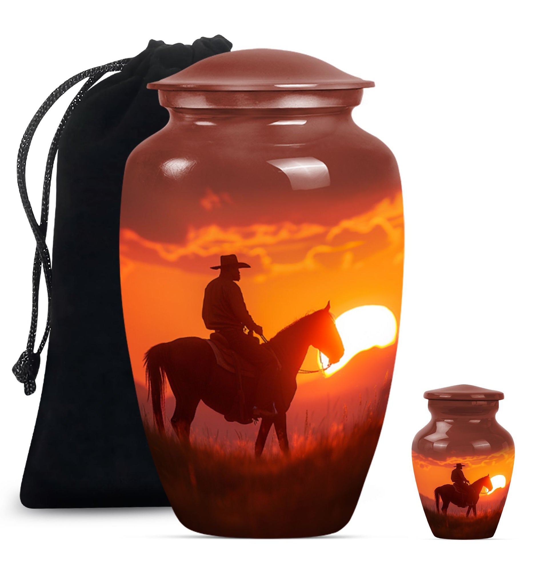 Cowboy  Large urn & 1 Small Urn