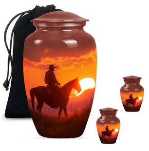 Cowboy  Large urn & 2 Small Urn