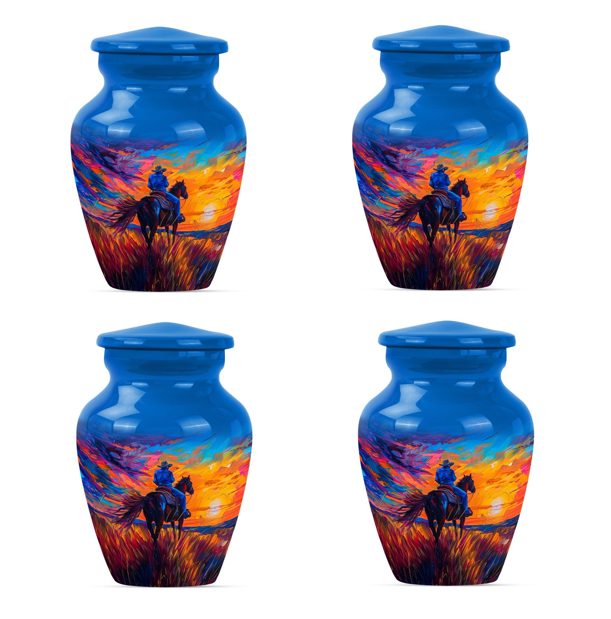 Cowboy  Small Urn Set of 4 Combo