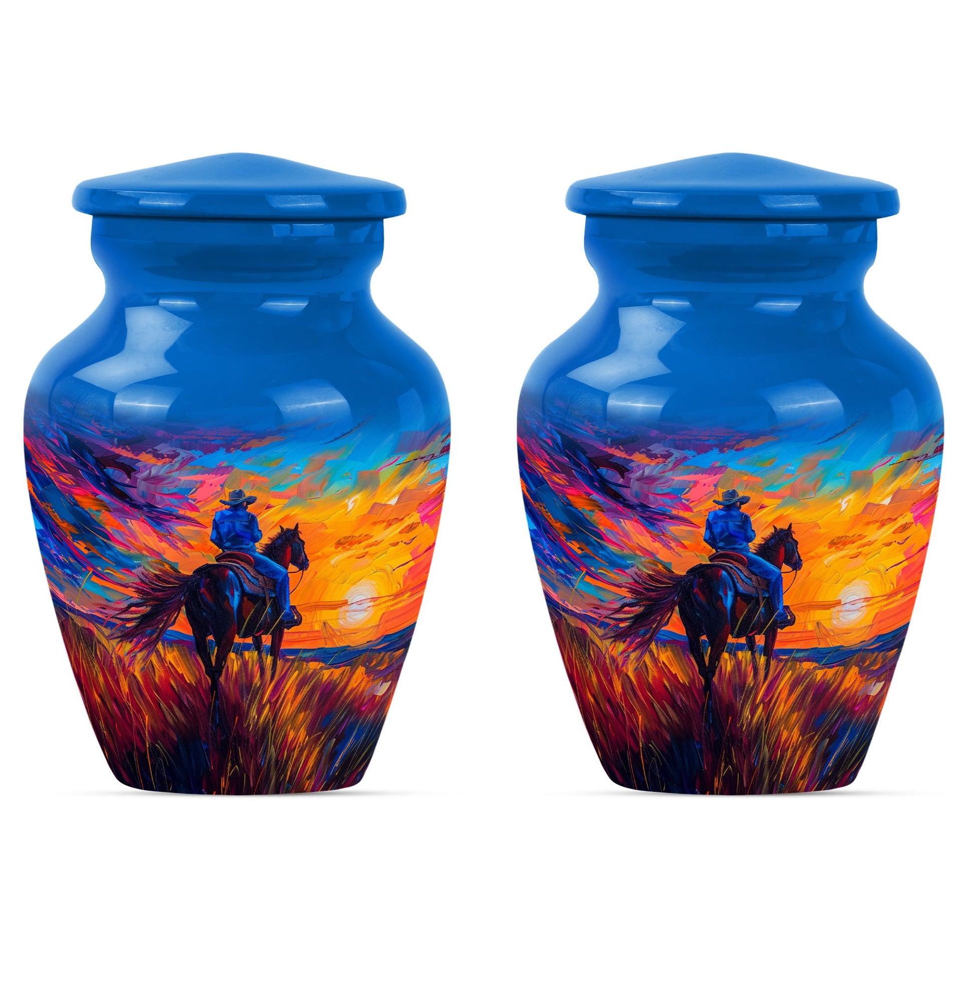 Cowboy  Small Urn Set of 2 Combo