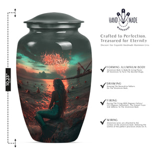 Mermaid Aluminum Cremation Urn for Adult Human Remains