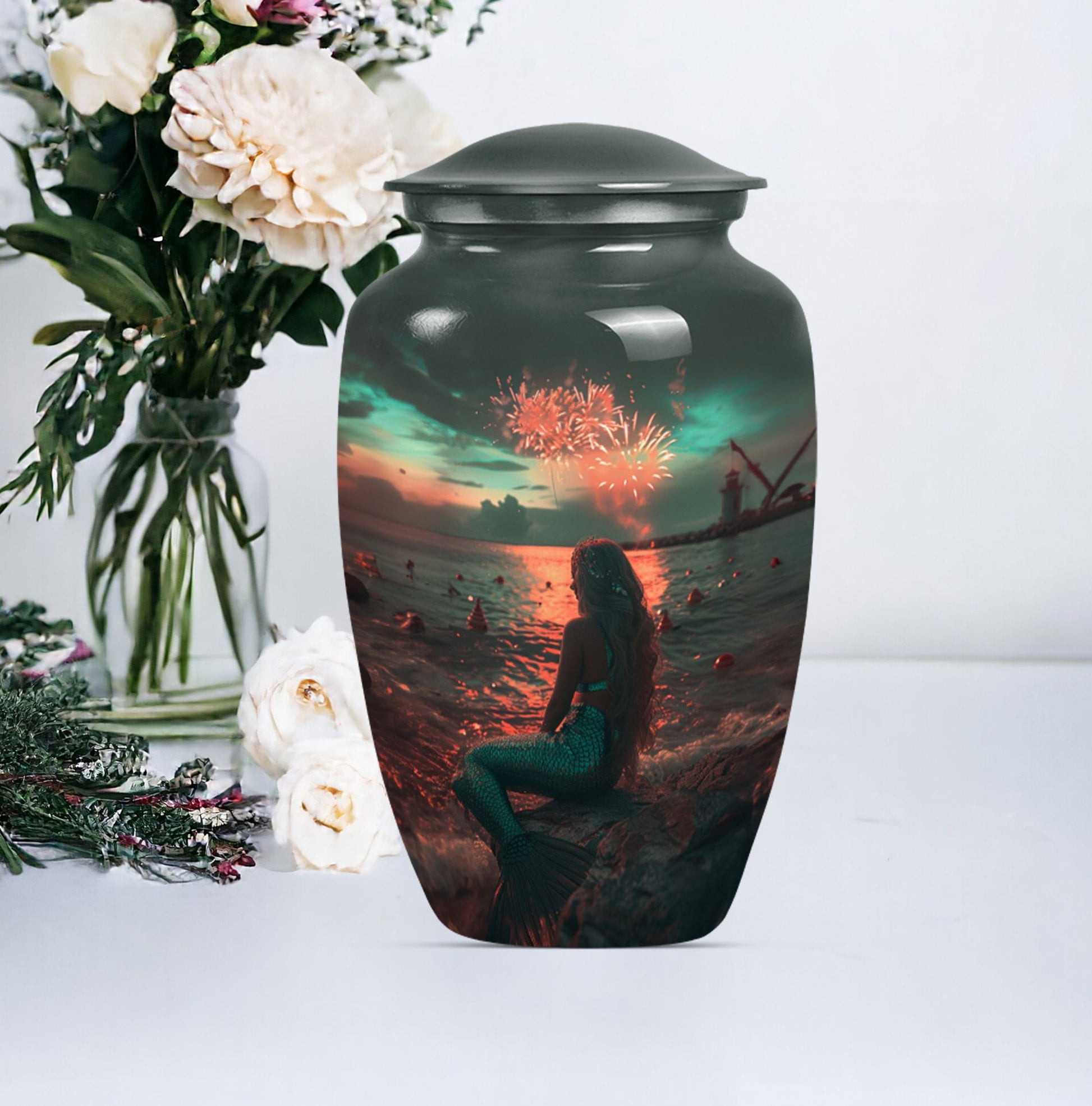 Mermaid Aluminum Cremation Urn for Adult Human Remains