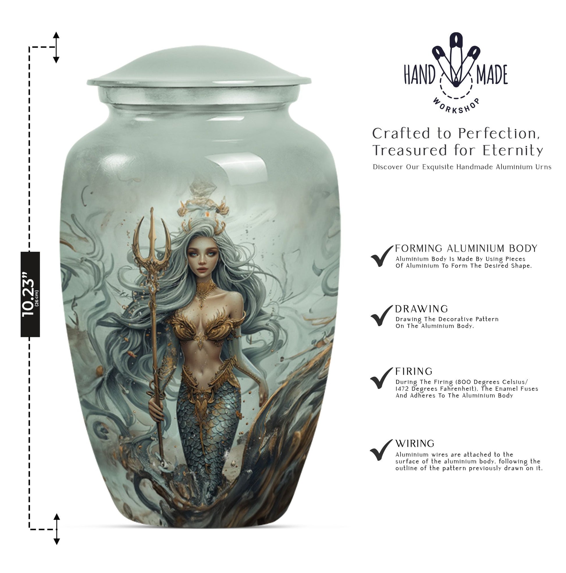 Handcrafted Mermaid Cremation Urn for Adult Human Ashes