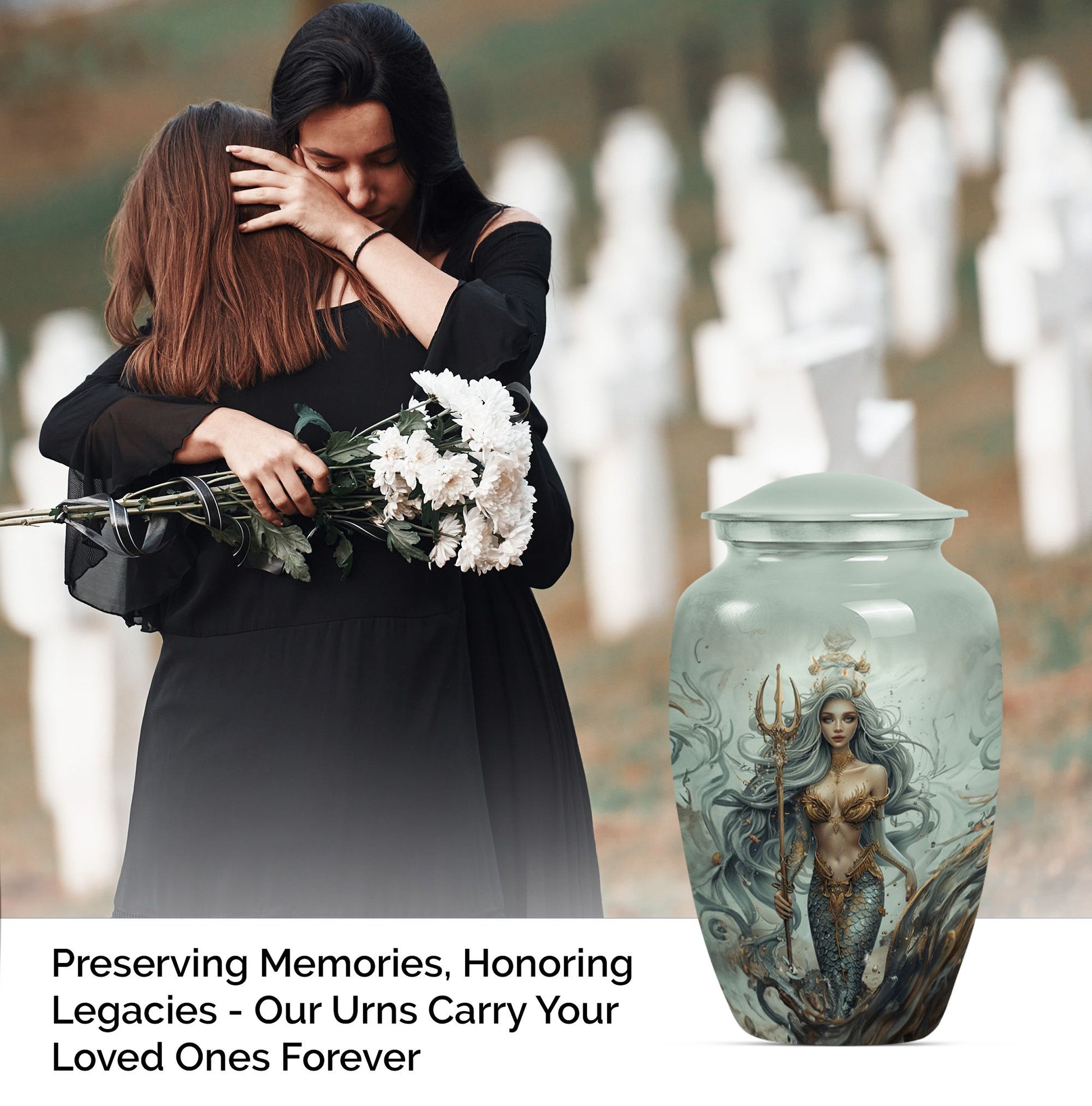 Handcrafted Mermaid Cremation Urn for Adult Human Ashes