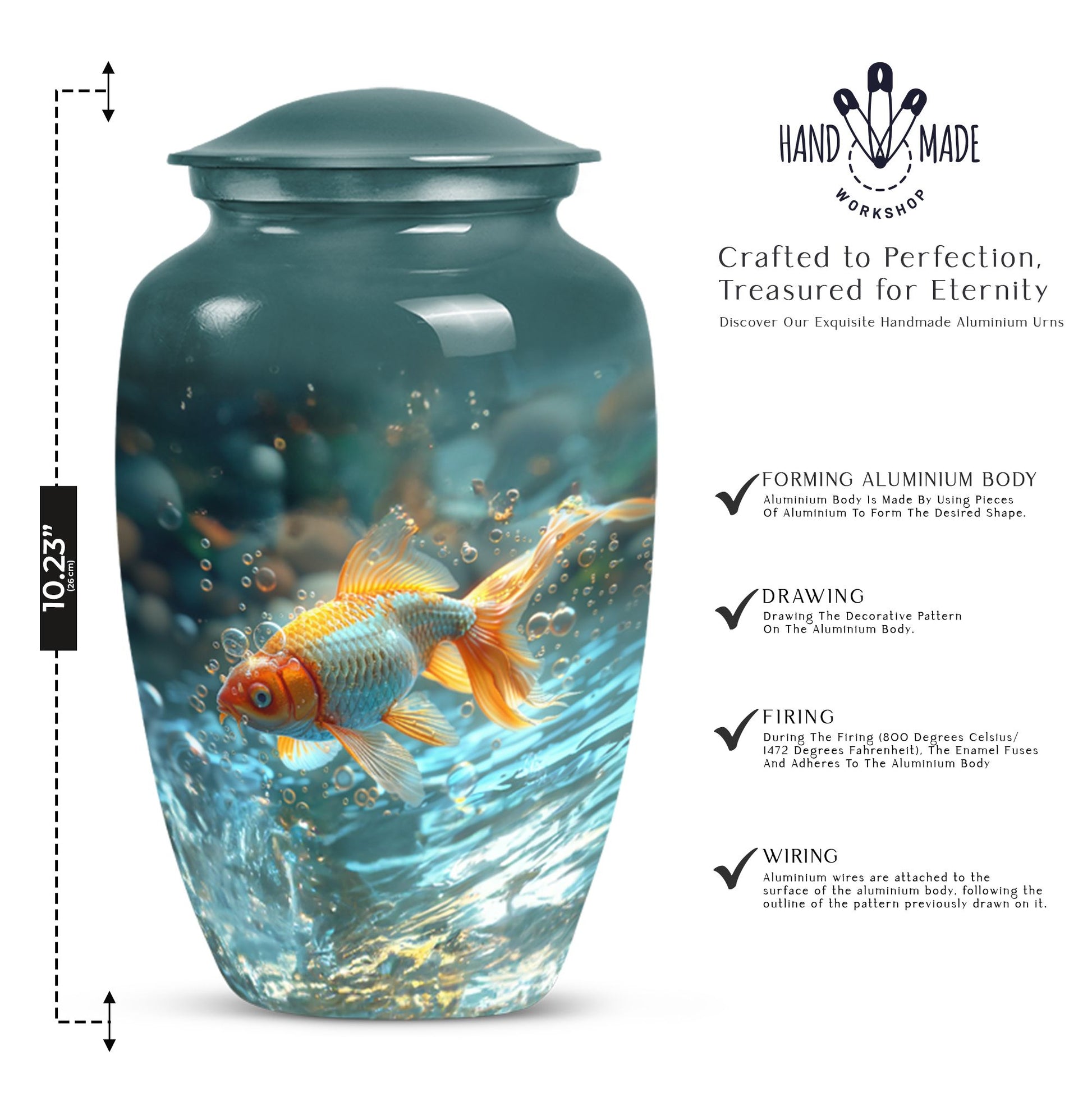 Fish Unique Memorial Cremation Urn for Adult Ashes