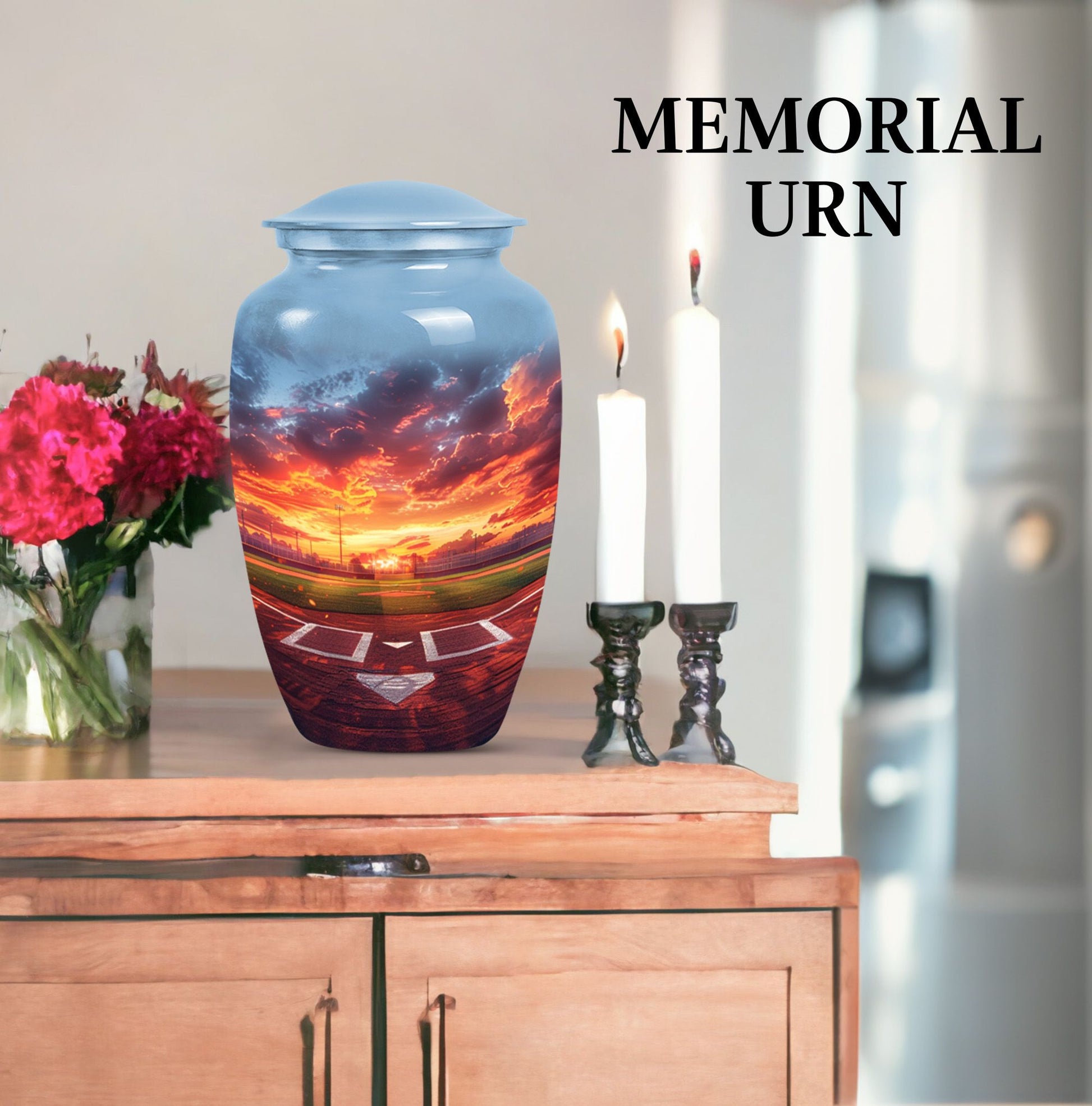 Baseball Memorial Cremation Urn for Adult Human Ashes