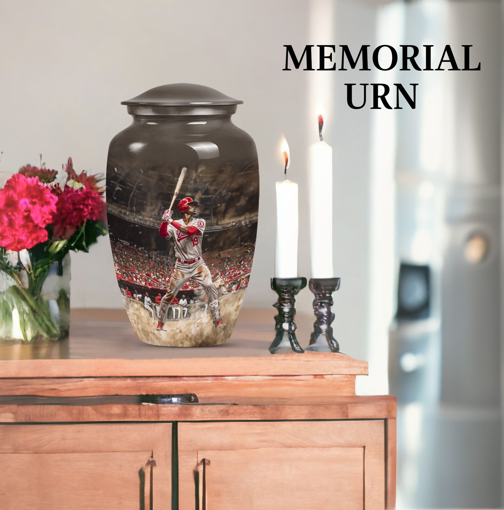 Baseball Large Memorial Cremation Urn for Adult Remains